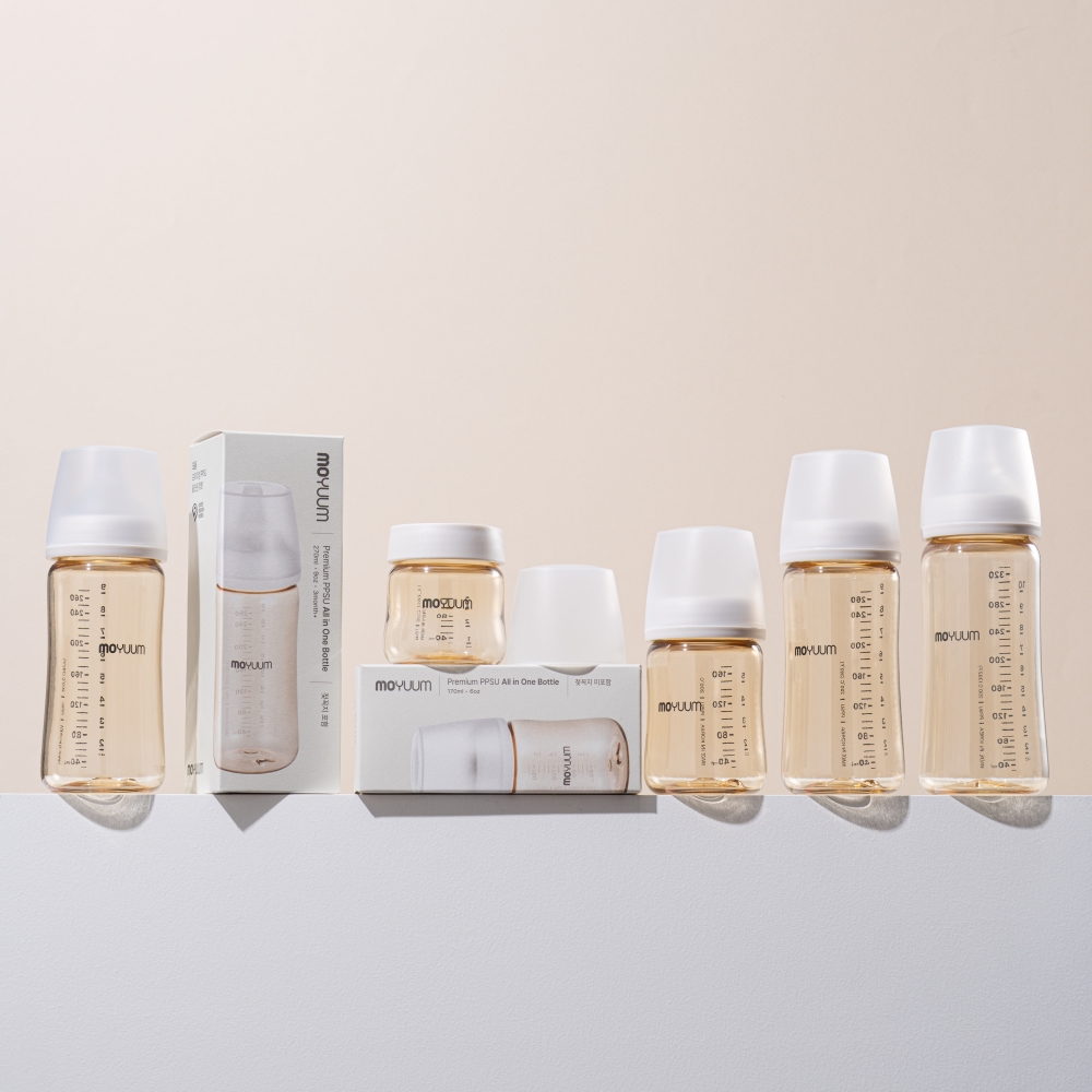 Thế hệ 3 - Bình PPSU Moyuum - Mẫu trơn - 330ml - KHÔNG NÚM