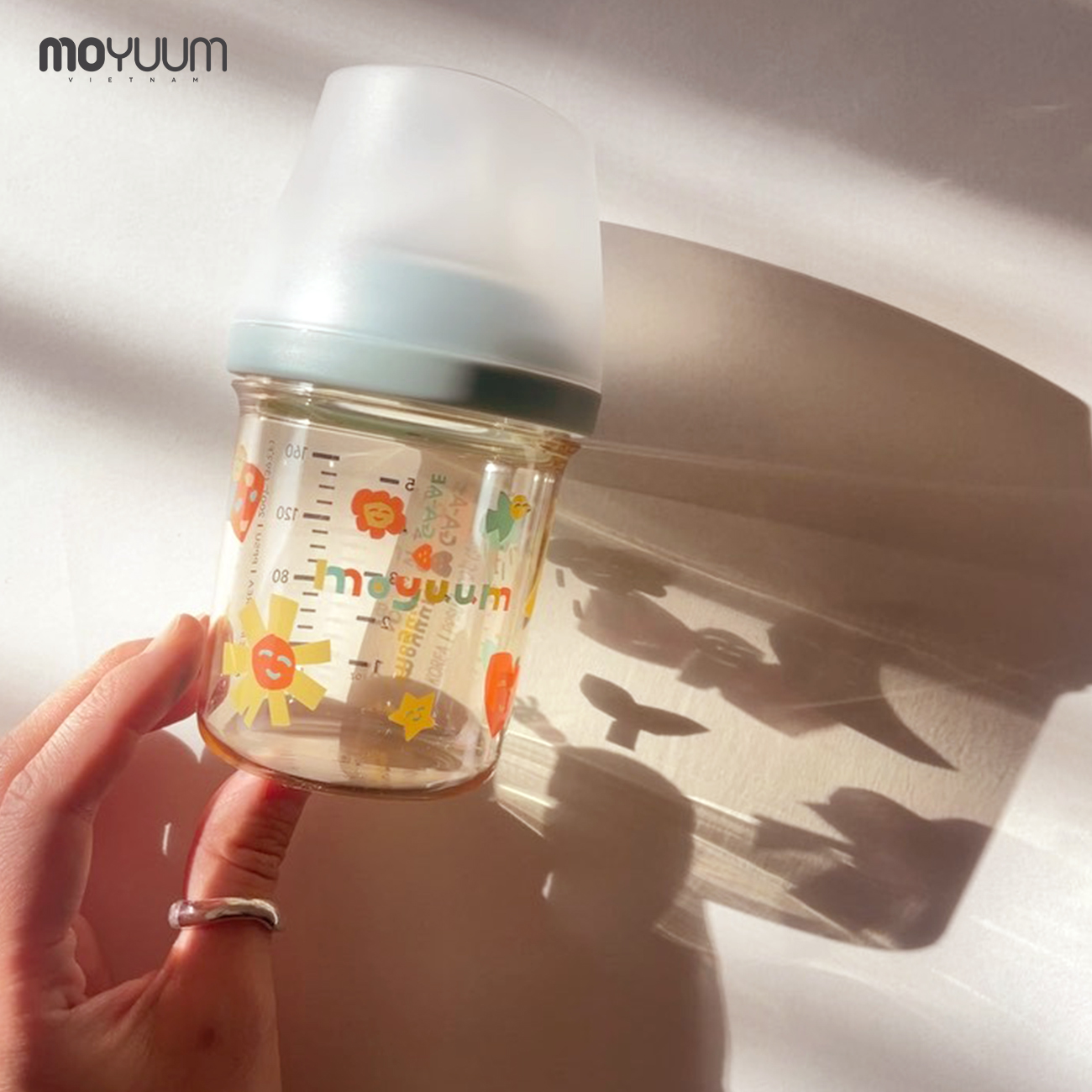 Bình sữa Moyuum PPSU Mov.aa - 250ml - Bản họa tiết - Xanh mint