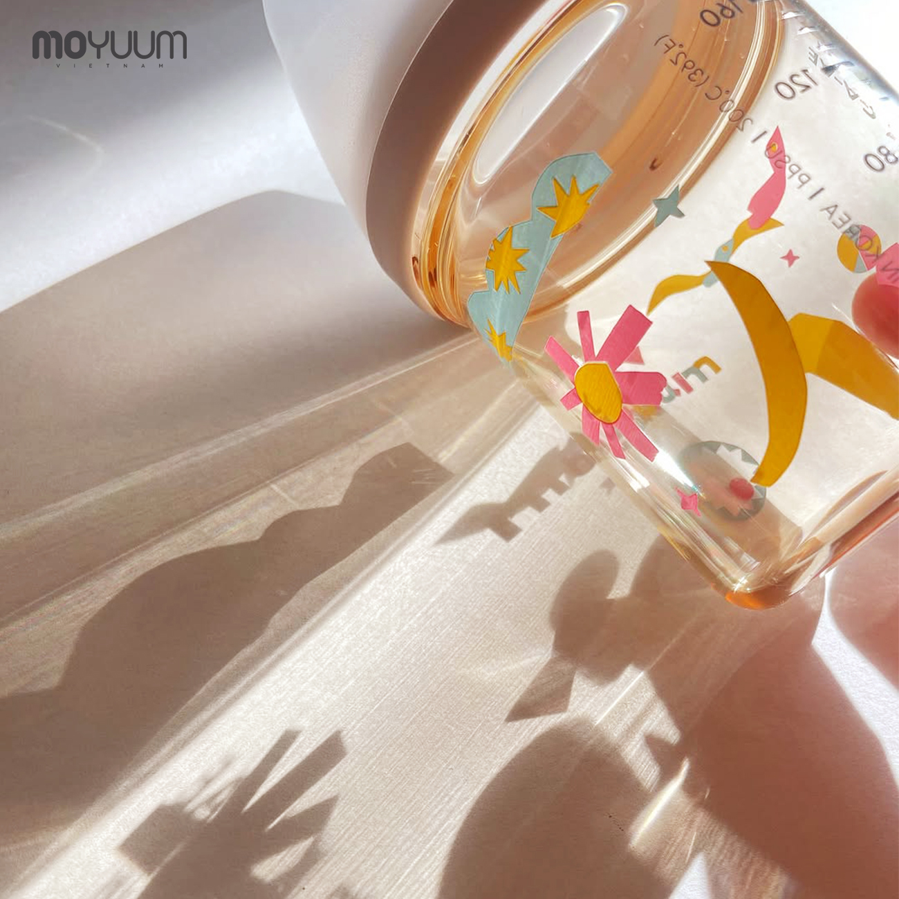 Bình sữa Moyuum PPSU Mov.aa - 160ml - Bản họa tiết - Trắng