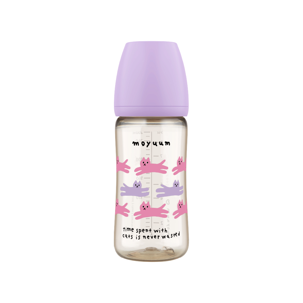 Bình sữa PPSU Moyuum - Mèo tím - 270ml - Kèm núm 2