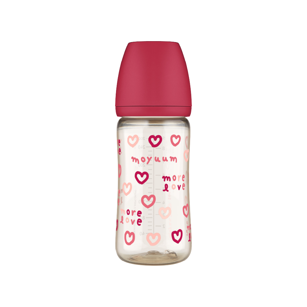 Bình sữa PPSU Moyuum - Tim đỏ - 270ml - Kèm núm 2