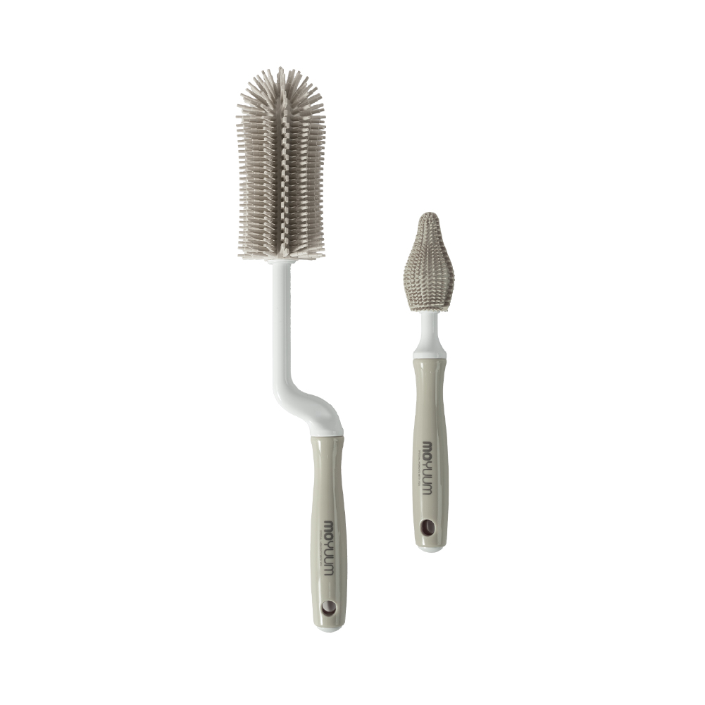 Set cọ bình & núm silicon Moyuum - Màu xám sáng