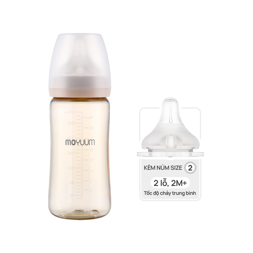 Bình sữa PPSU Moyuum - Trơn - 270ml - Kèm núm 2