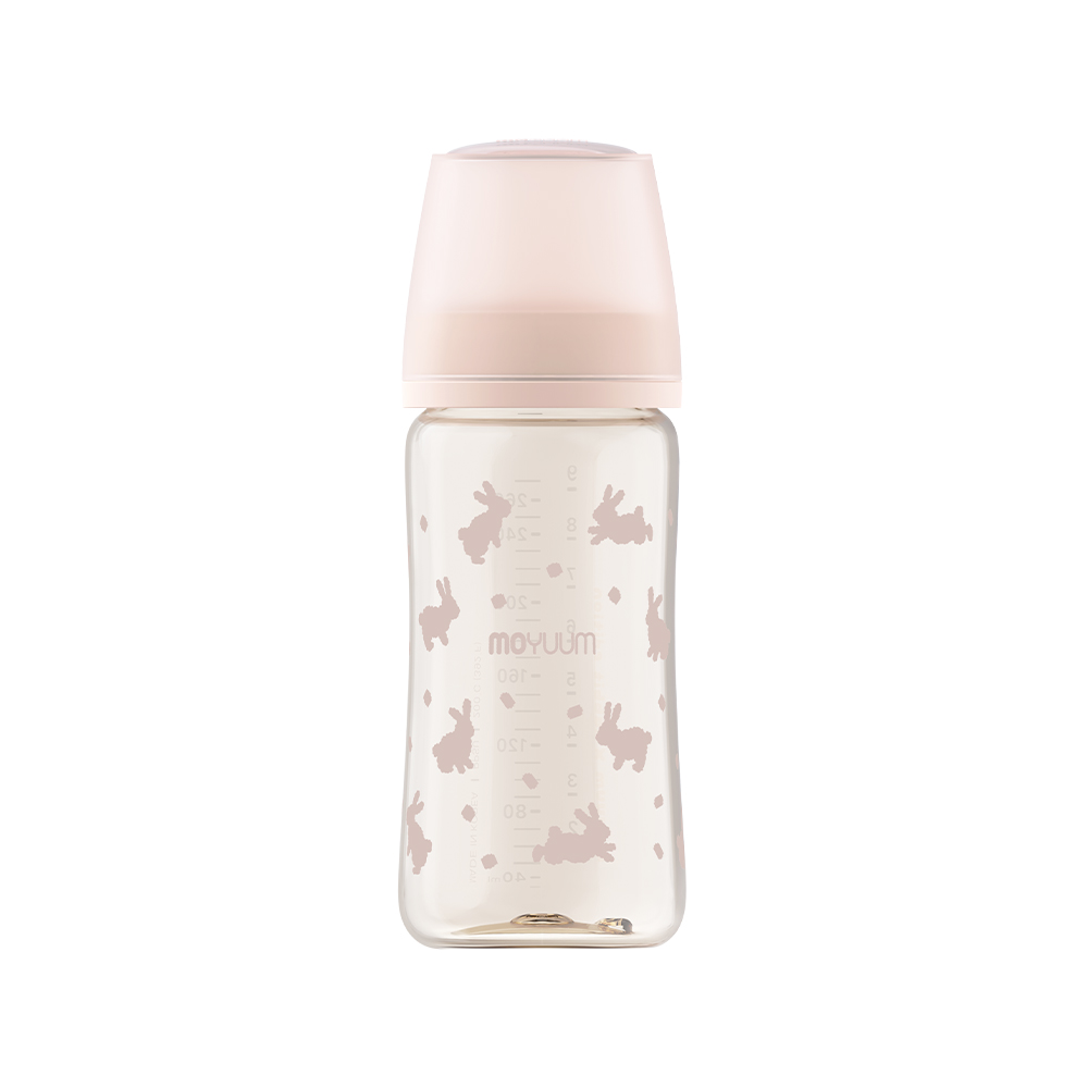 Thế hệ 3 - Bình PPSU Moyuum - Mẫu Thỏ hồng - 270ml/Kèm núm 2 (3-6m)
