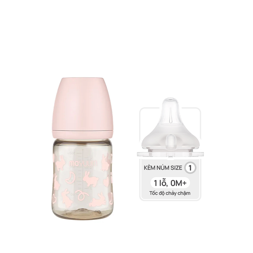 Bình sữa PPSU Moyuum - Thỏ hồng - 170ml - Kèm núm 1