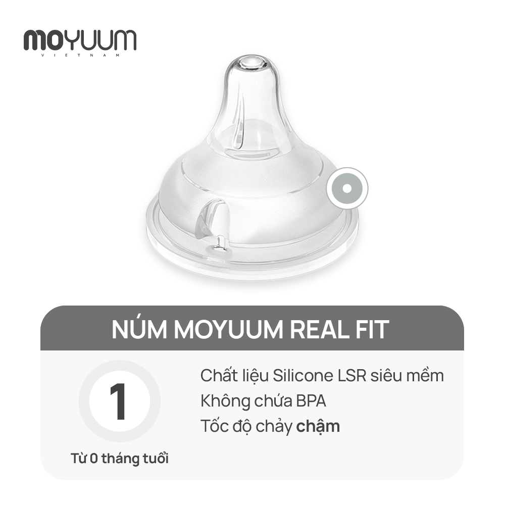 Núm bình silicon Moyuum - Set 2 núm - Size 1