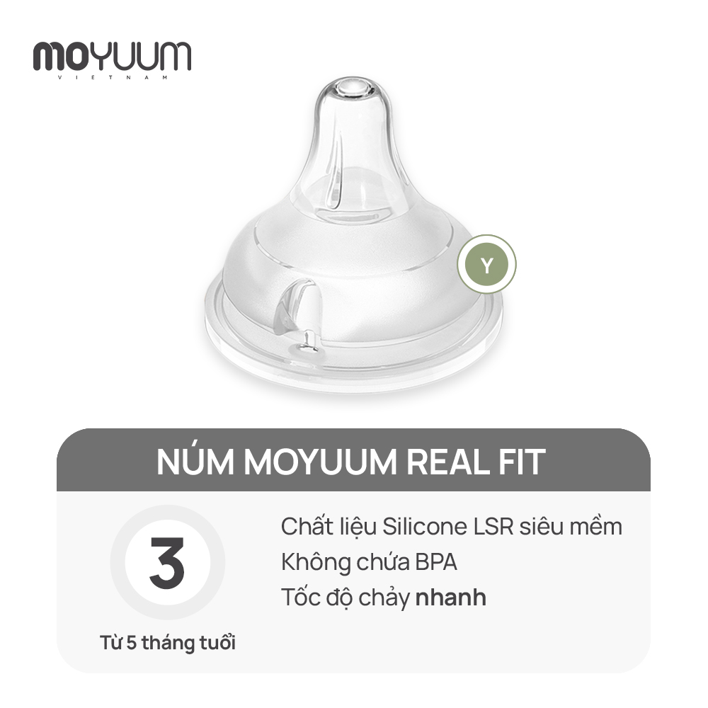 Núm bình silicon Moyuum - Set 2 núm - Size 3