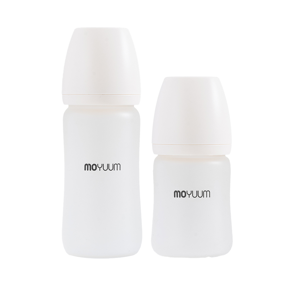 Bình sữa Thủy tinh tráng silicon Moyuum - Phiên bản trơn - 150ml/240ml