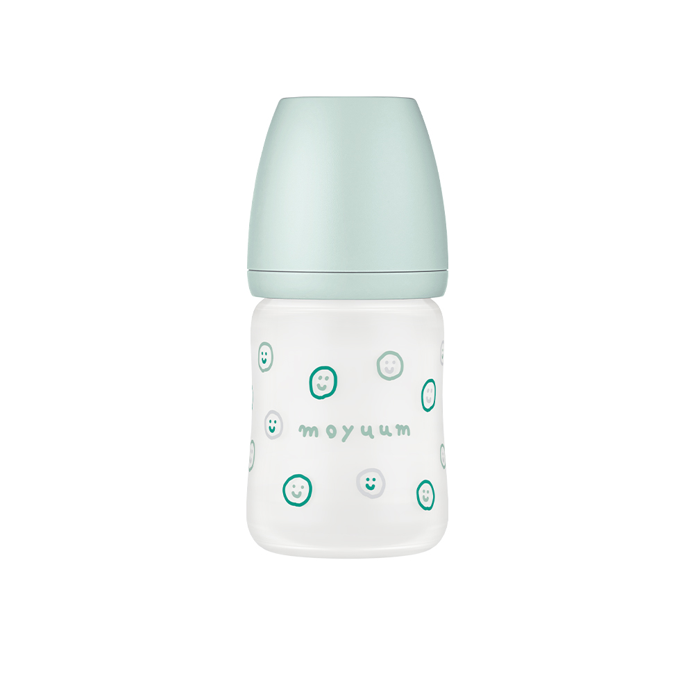 Bình sữa Thủy tinh tráng silicon Moyuum phiên bản Happy More - 150ml/240ml