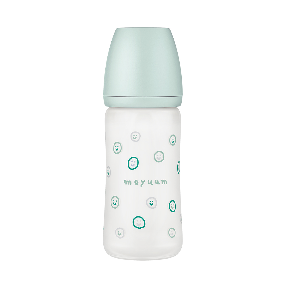 Bình sữa Thủy tinh tráng silicon Moyuum phiên bản Happy More - 150ml/240ml