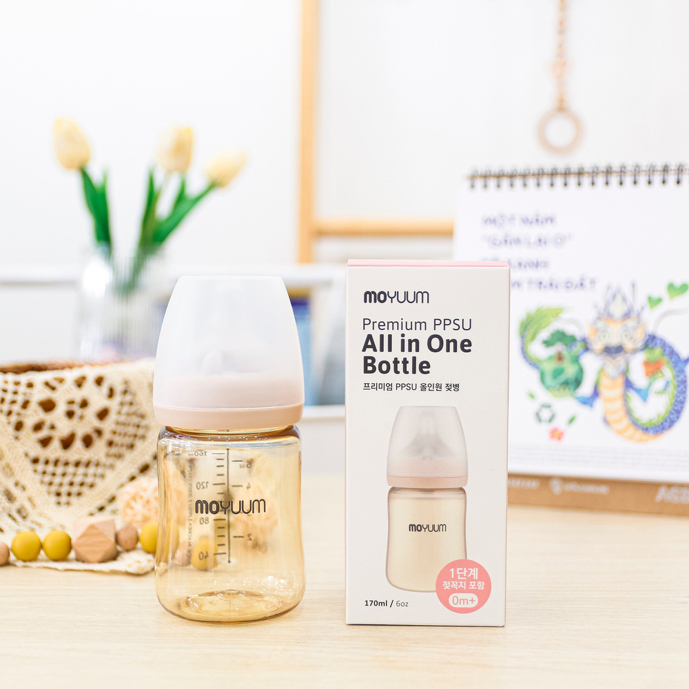 Bình sữa PPSU Moyuum - Trơn - 170ml - Kèm núm 1