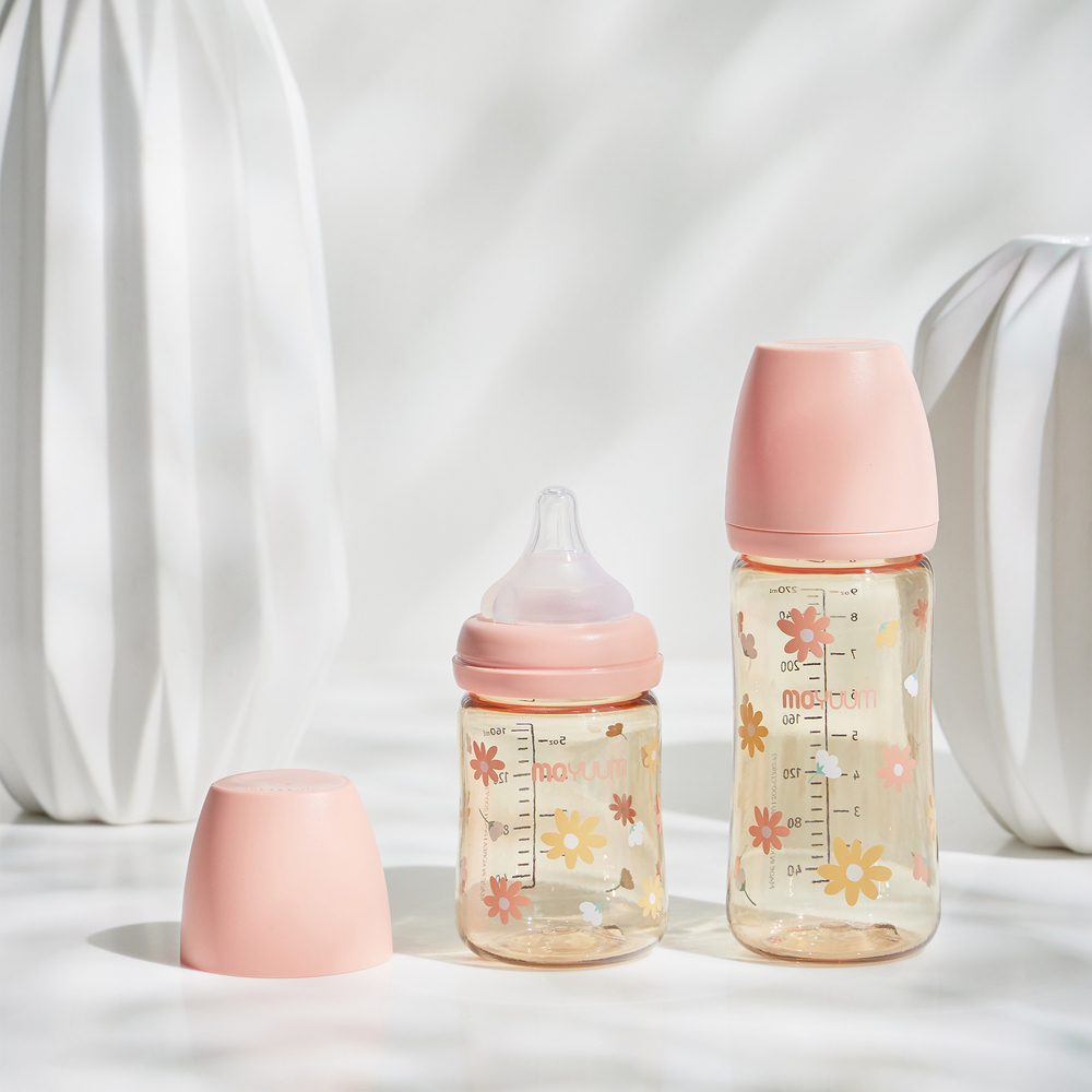 Bình sữa PPSU Moyuum - Hoa cúc - 270ml - Kèm núm 2
