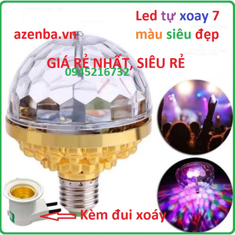 Đèn Led 7 màu tự xoay cả nắp, Đèn Led vũ trường, Đèn Led 7 màu quầy Bar