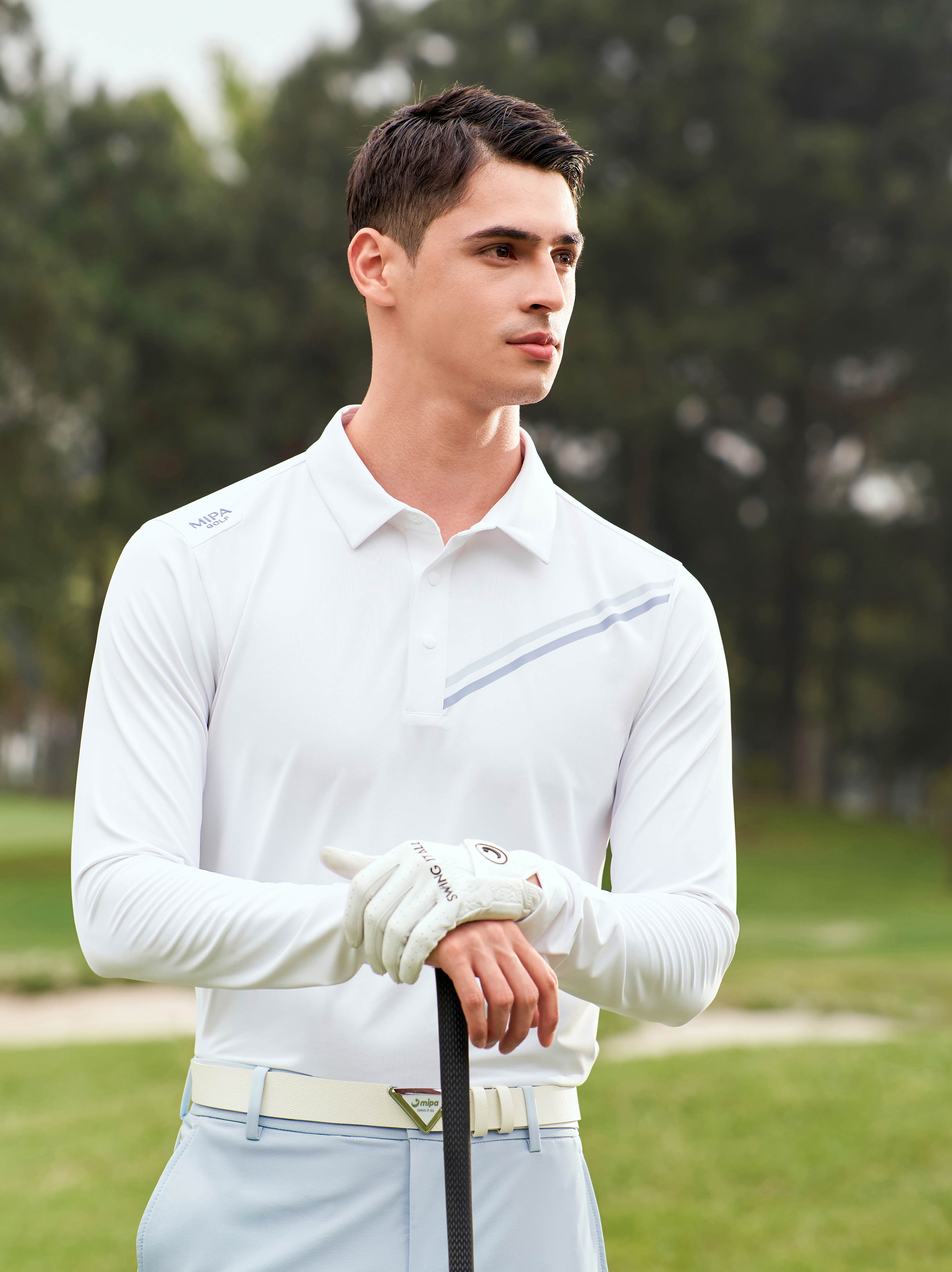 Men's long-sleeved golf shirt with SPF sun protection