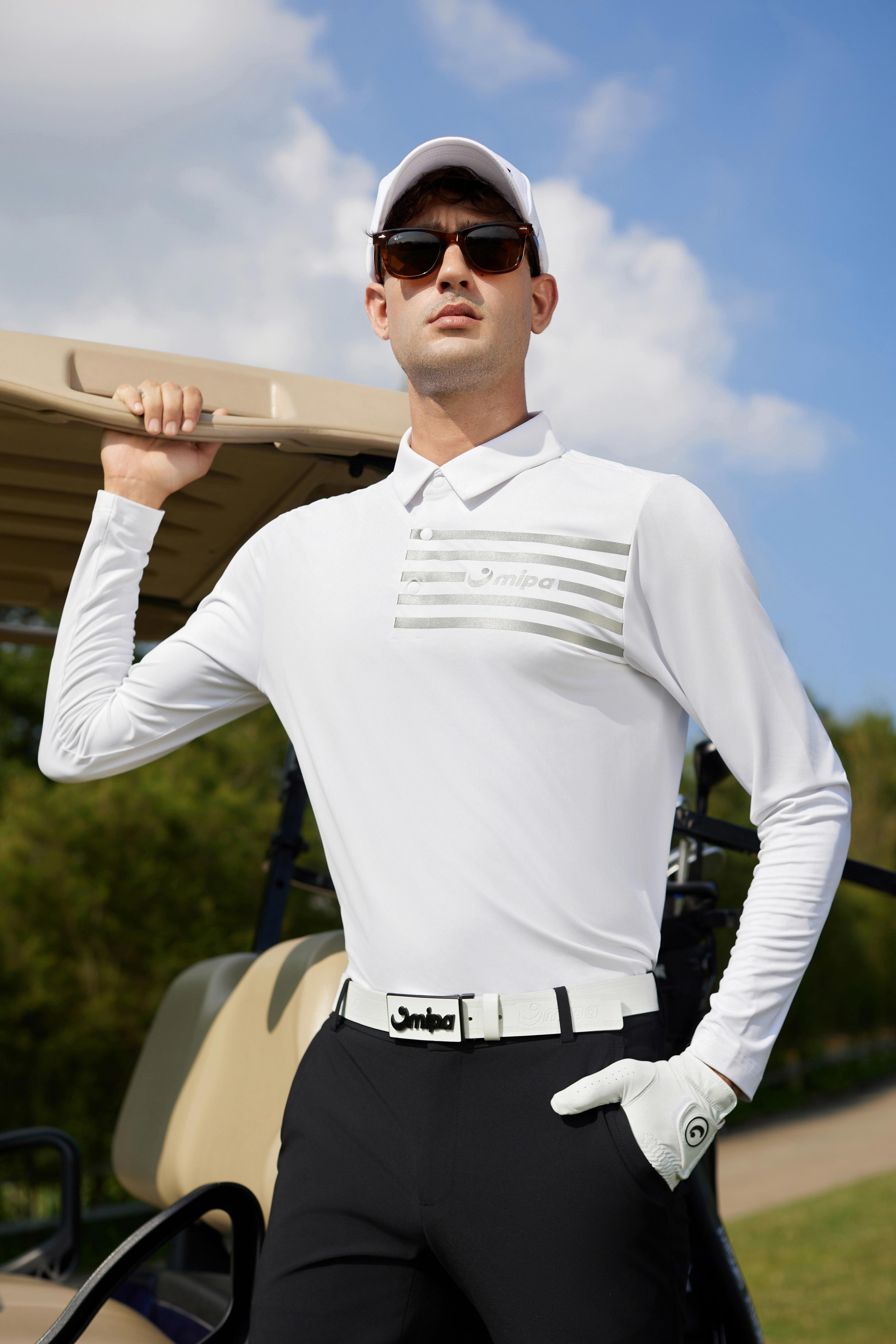 Men's long-sleeved golf shirt with SPF sun protection