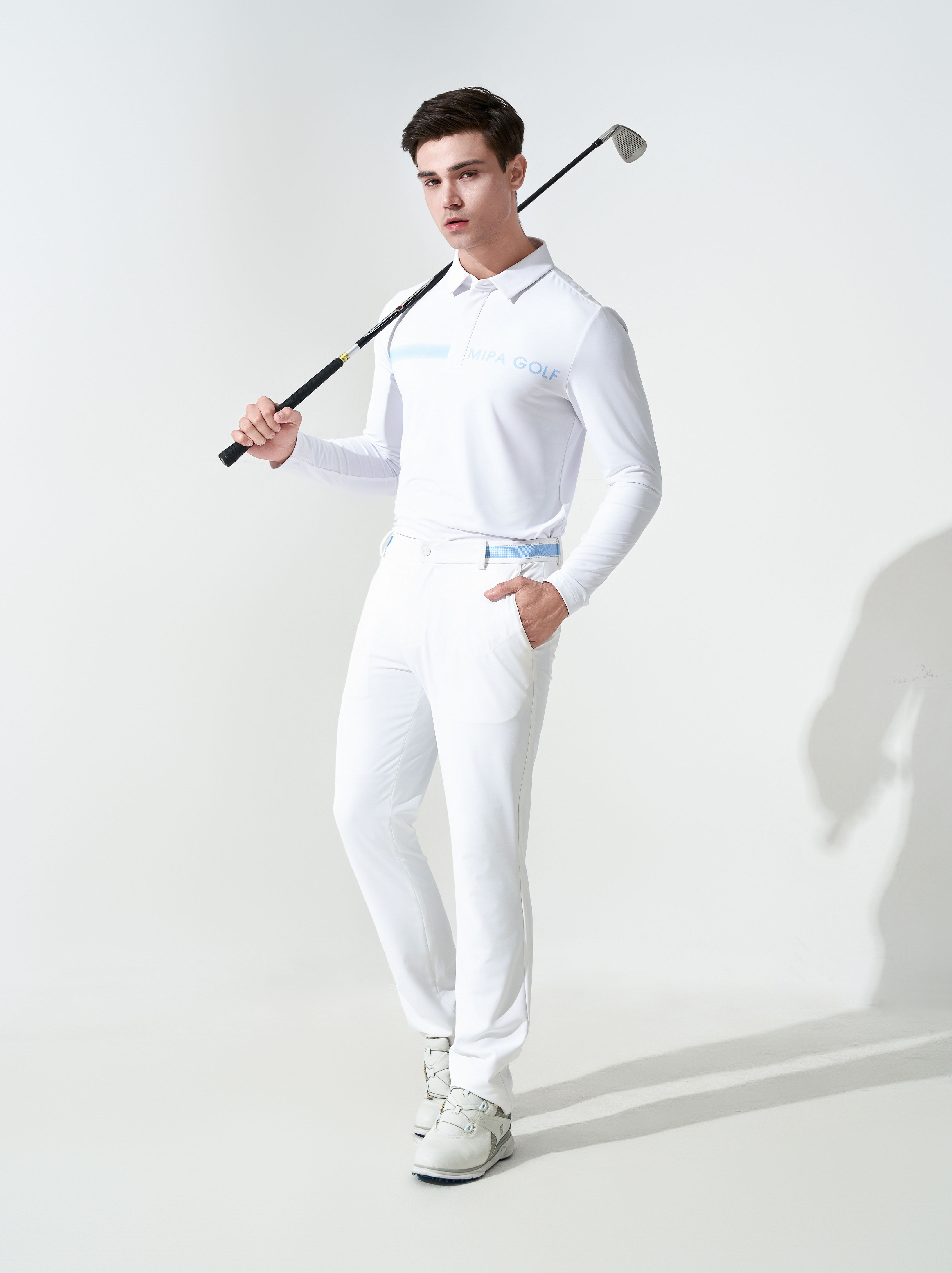 Aiden Top - Men's Long Sleeve Golf Shirt (White)