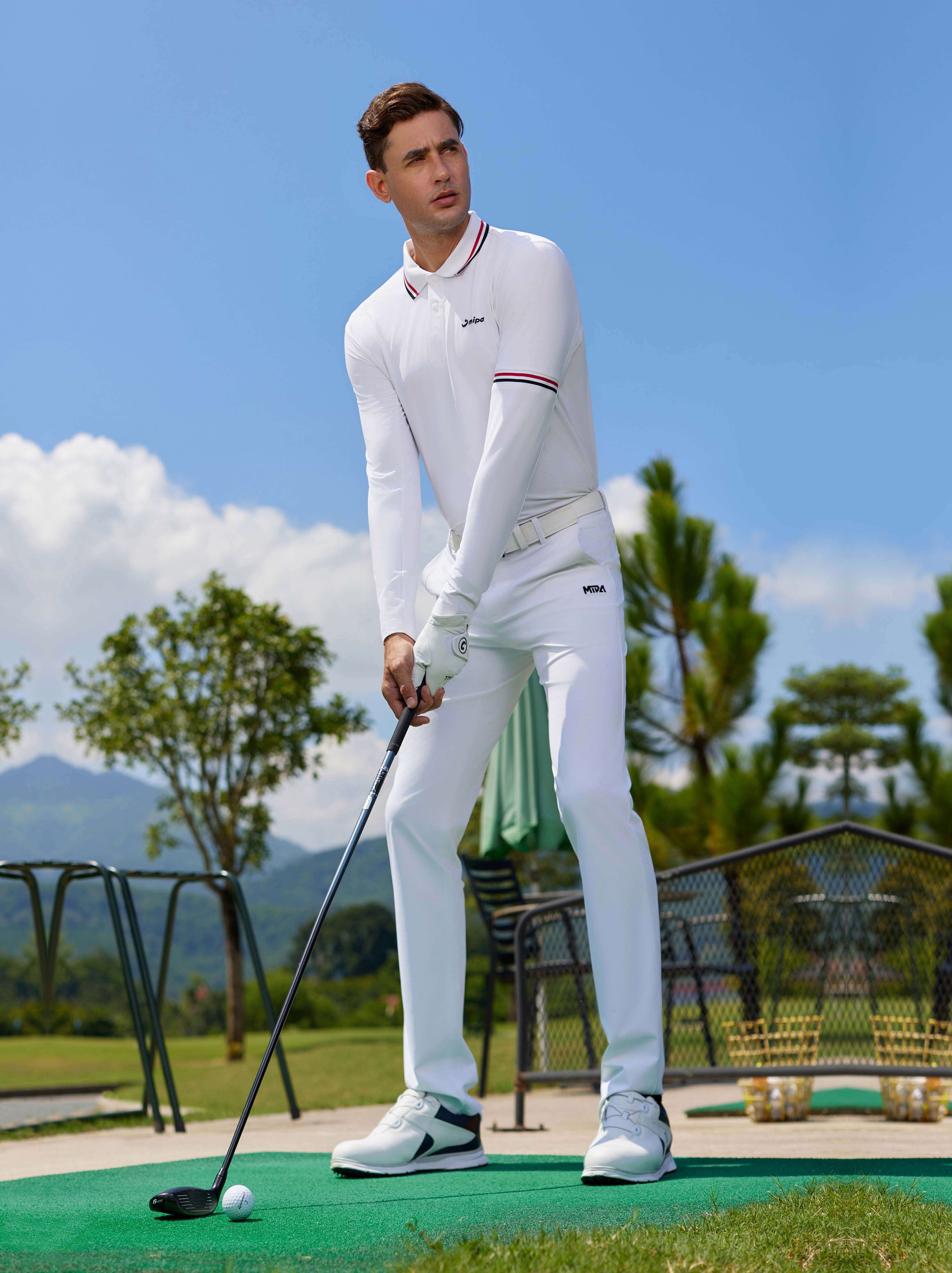Frank Top - Men's Long Sleeve Golf Shirt (White)