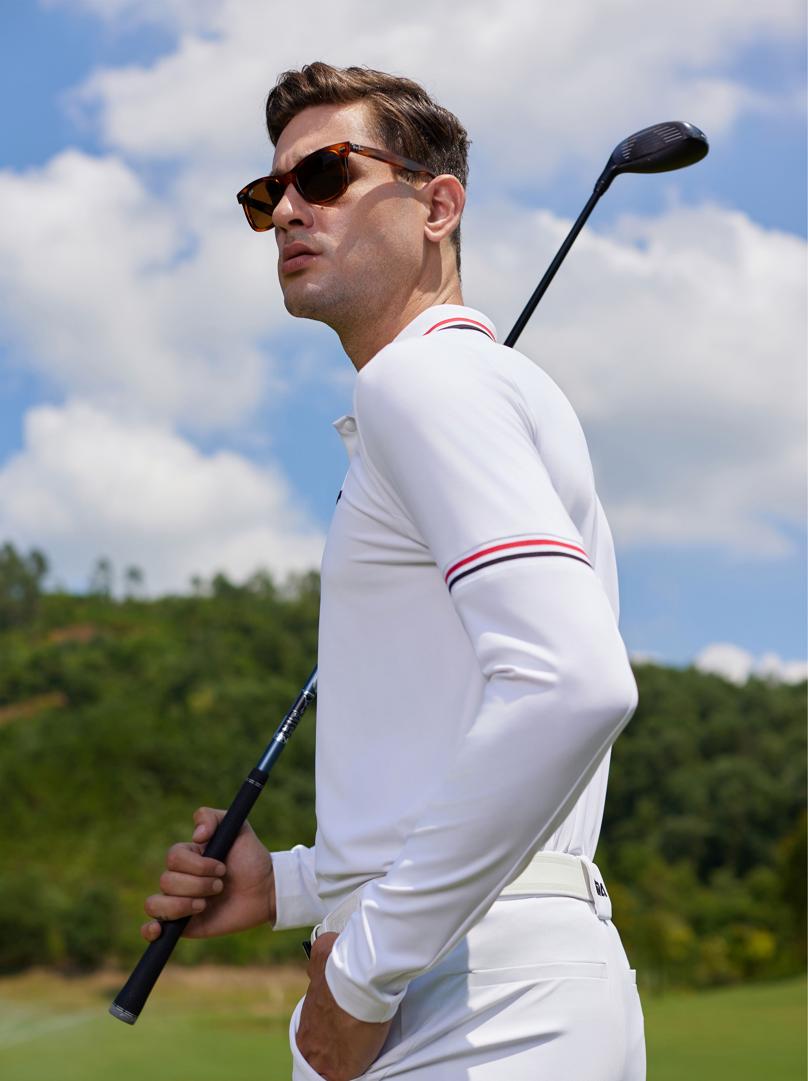 Frank Top - Men's Long Sleeve Golf Shirt (White)