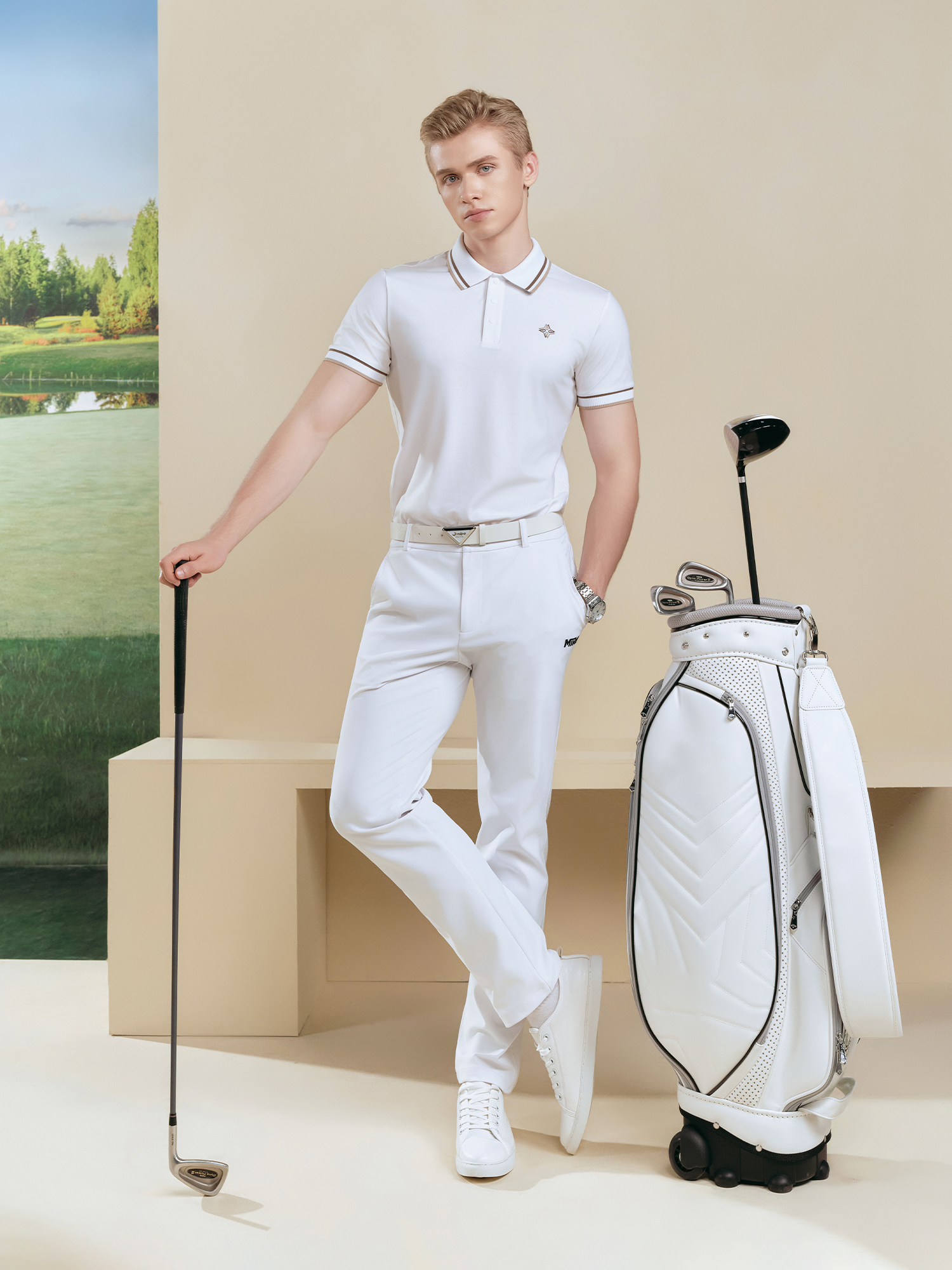 Clinton Top - Men’s Golf Polo Shirt (White)