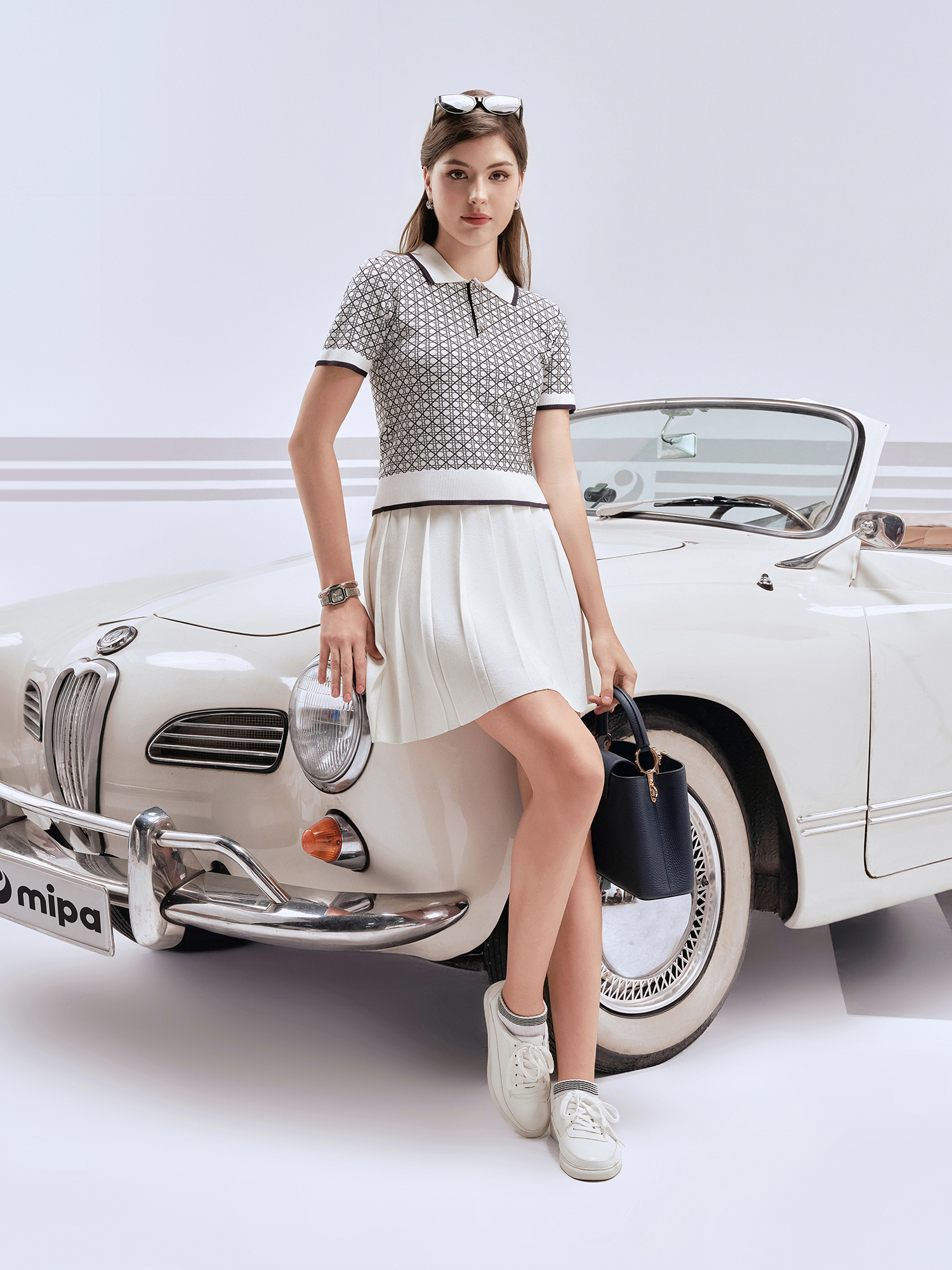 Nora Top - Women's Golf Polo Shirt (Navy)