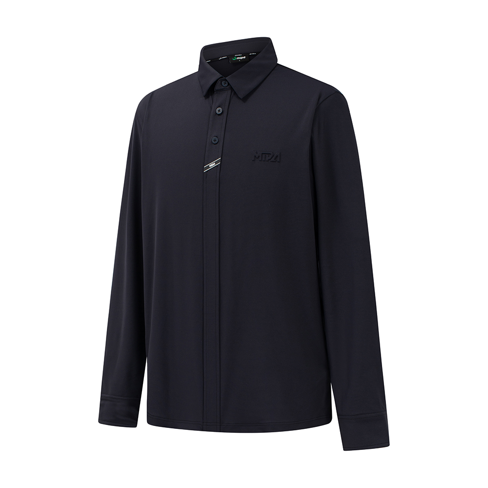Black Silas Top - Men's Long Sleeve Golf Shirt