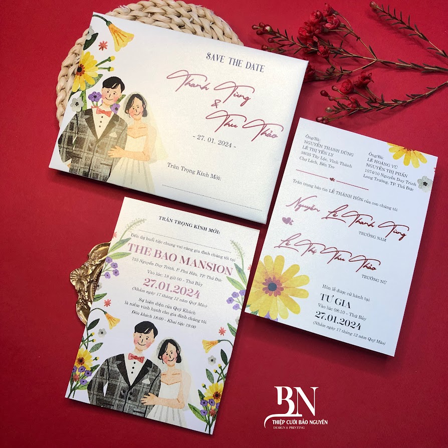 (BN-AK004) Thiệp Cưới Ánh Kim BN