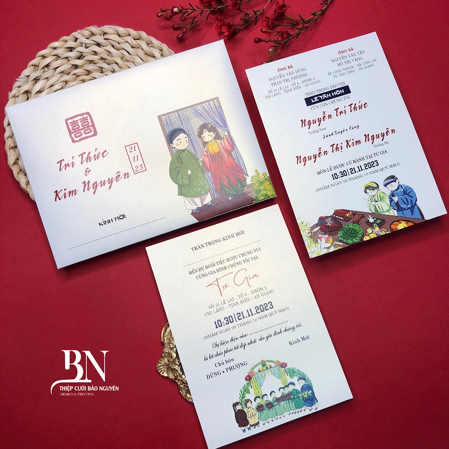 (BN-AK005) Thiệp Cưới Ánh Kim BN