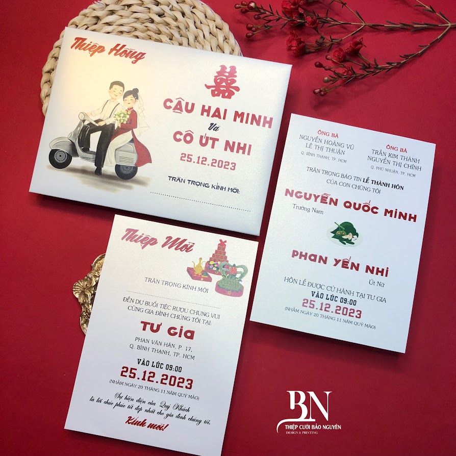 (BN-AK006) Thiệp Cưới Ánh Kim BN