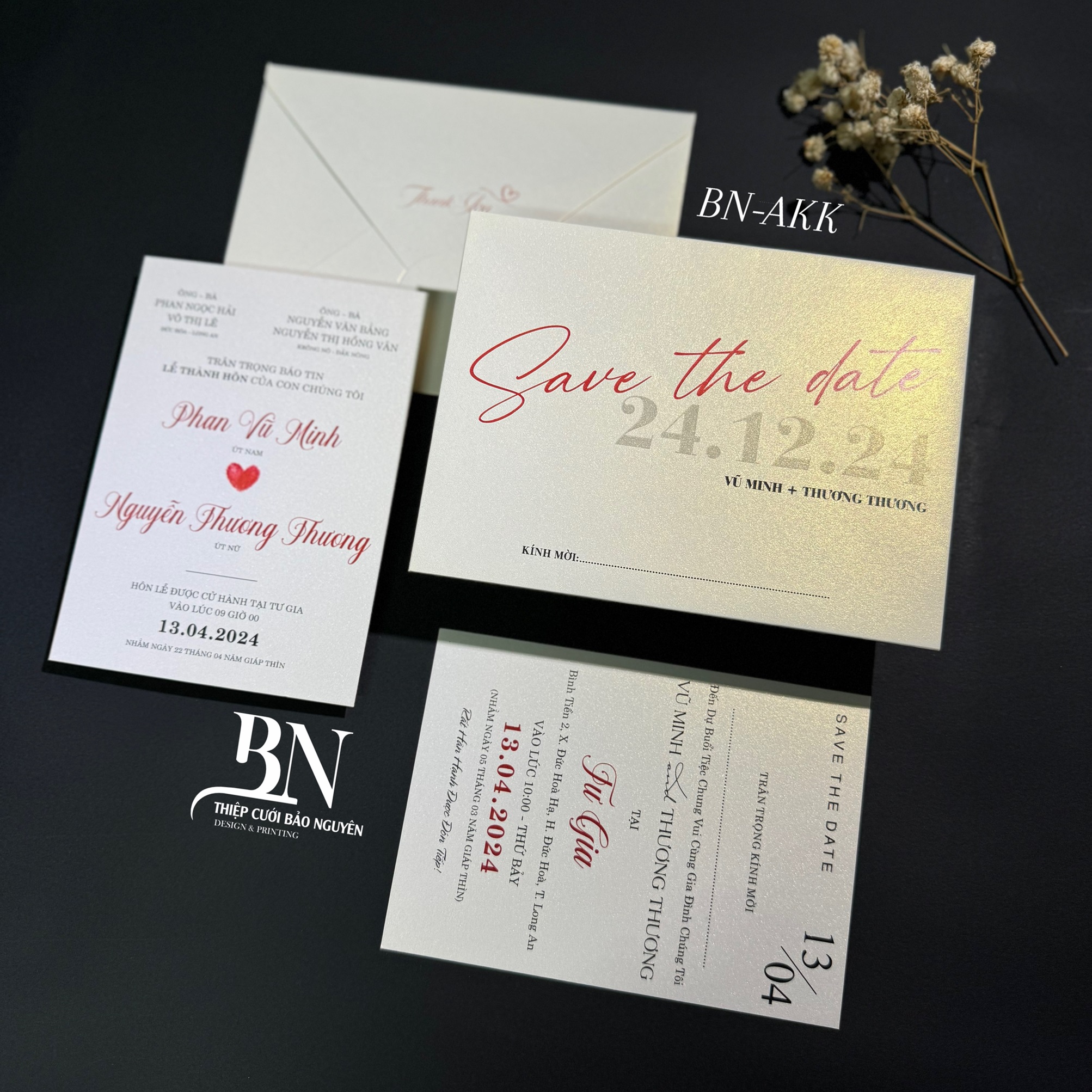 (BN-AK026) Thiệp Cưới Ánh Kim BN