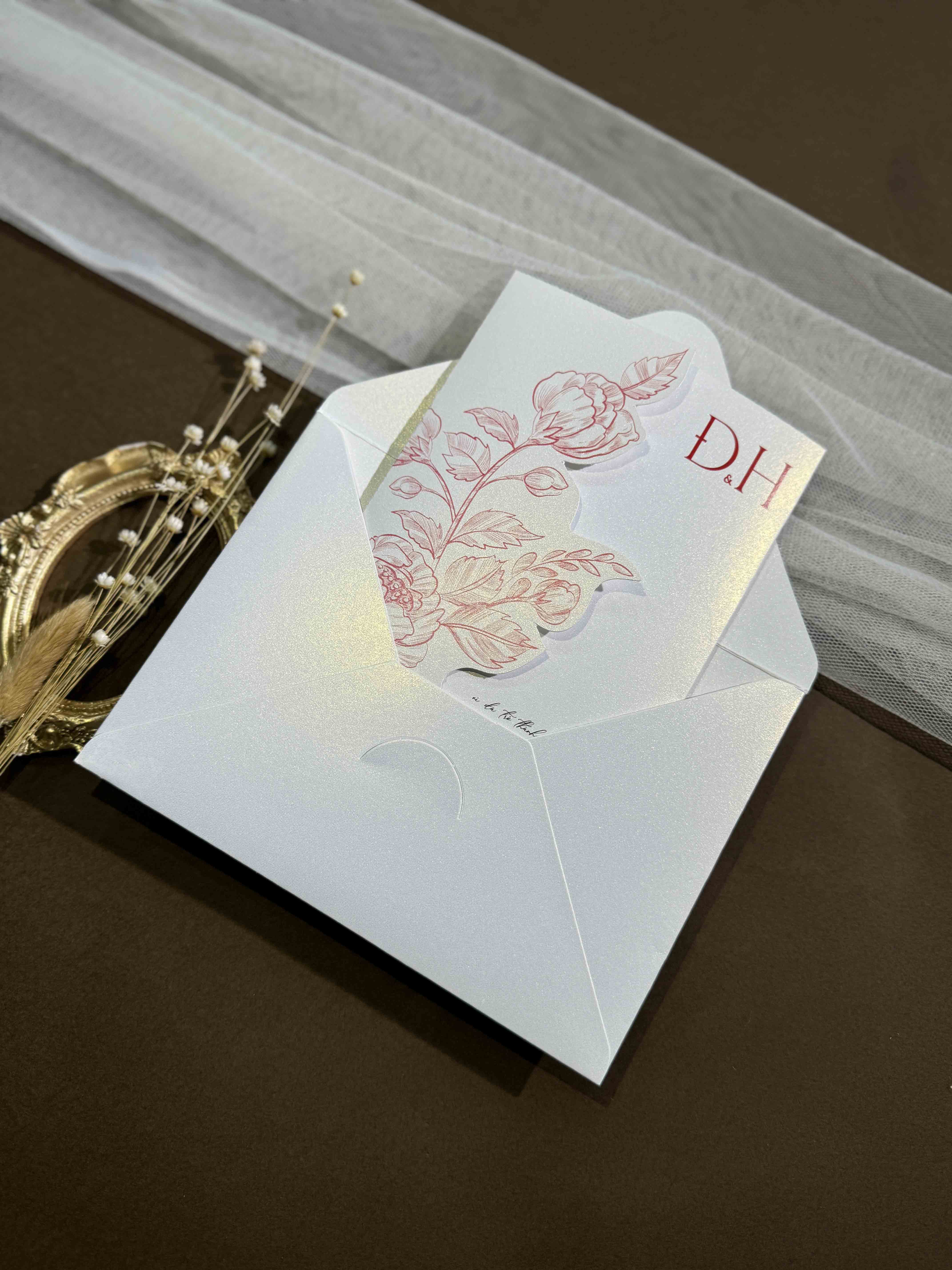 ( BN-AK041) Thiệp Cưới Ánh Kim BN