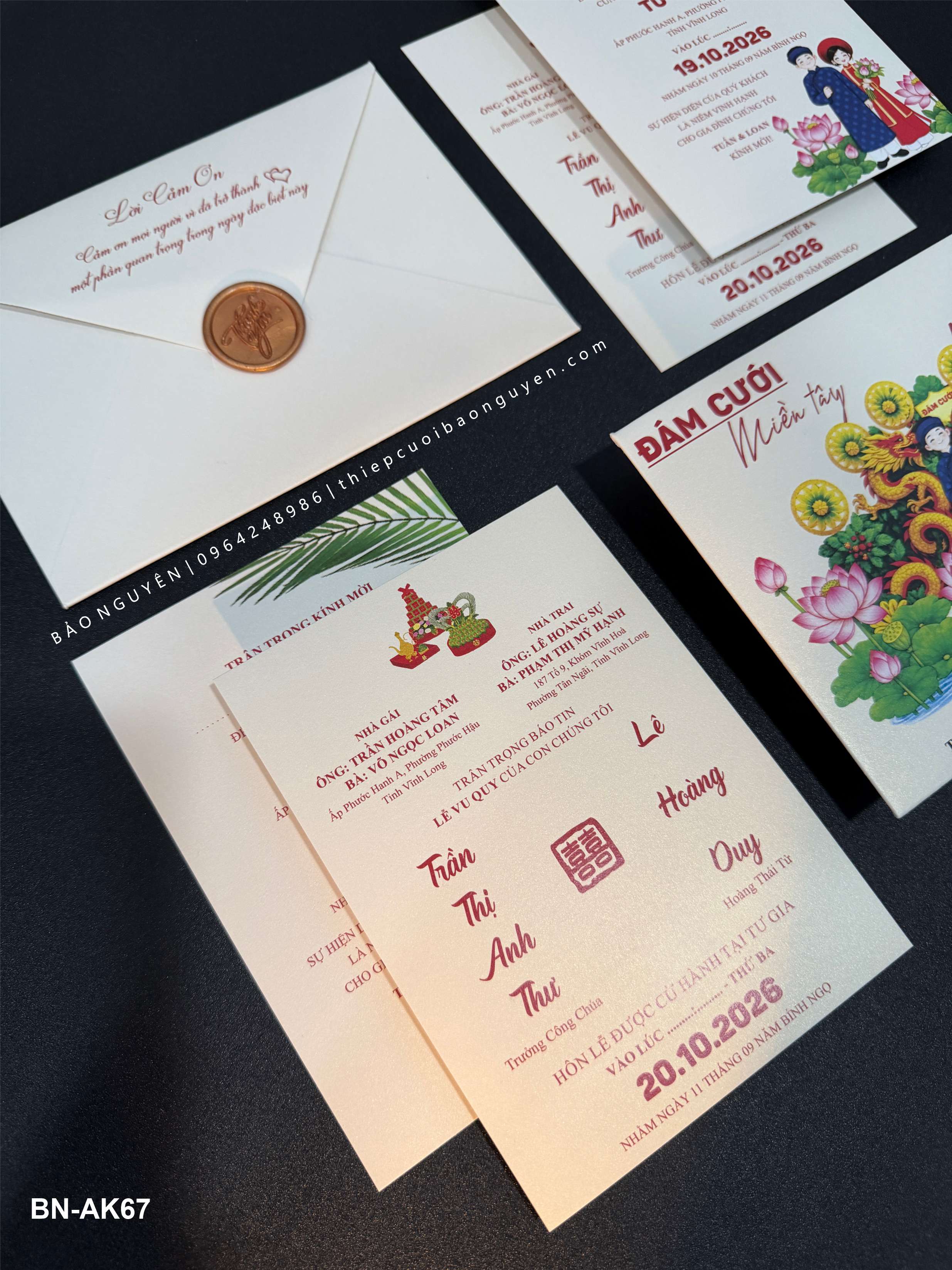 (BN-AK067) Thiệp Cưới Ánh Kim BN