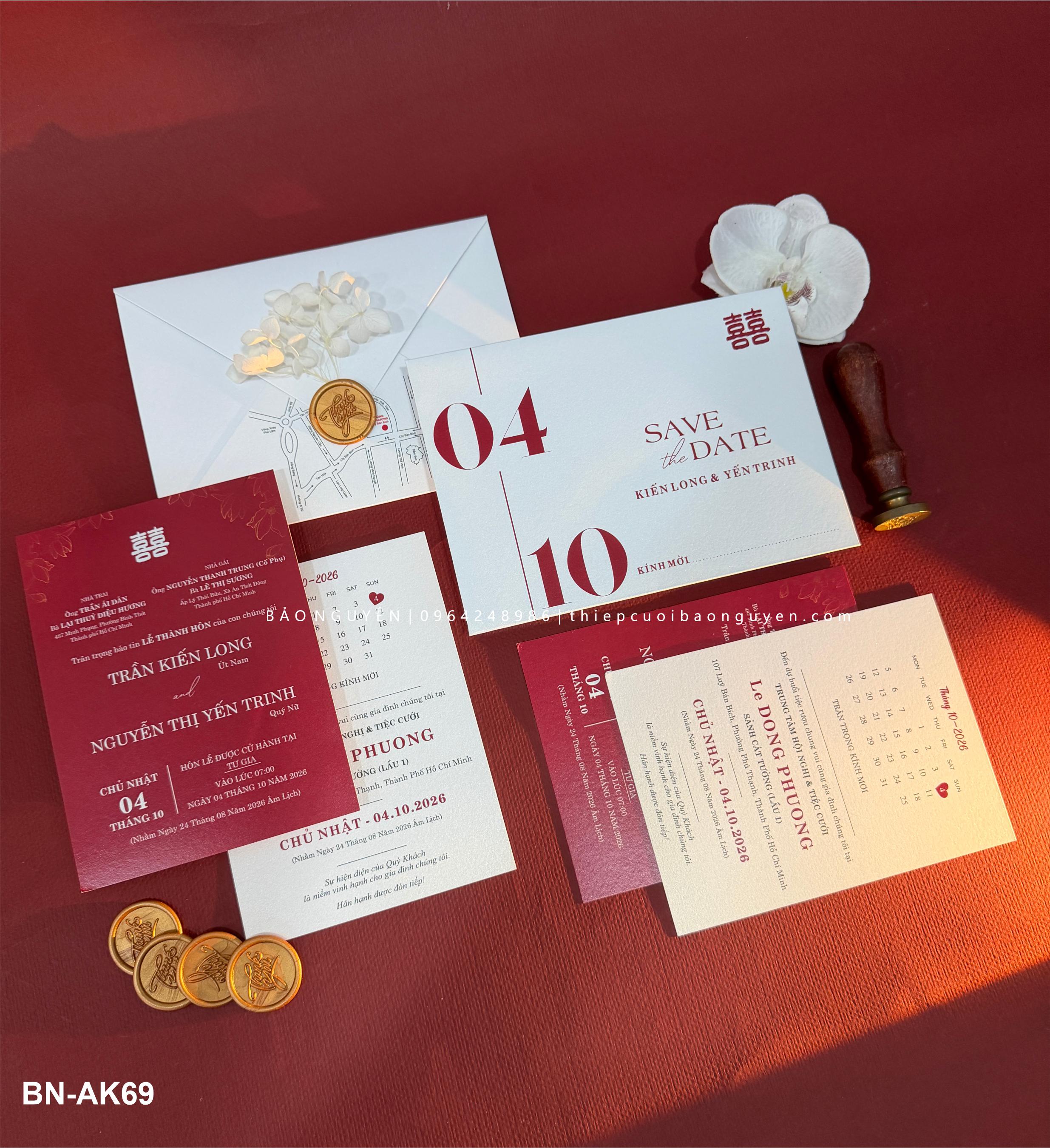 (BN-AK069) Thiệp Cưới Ánh Kim BN
