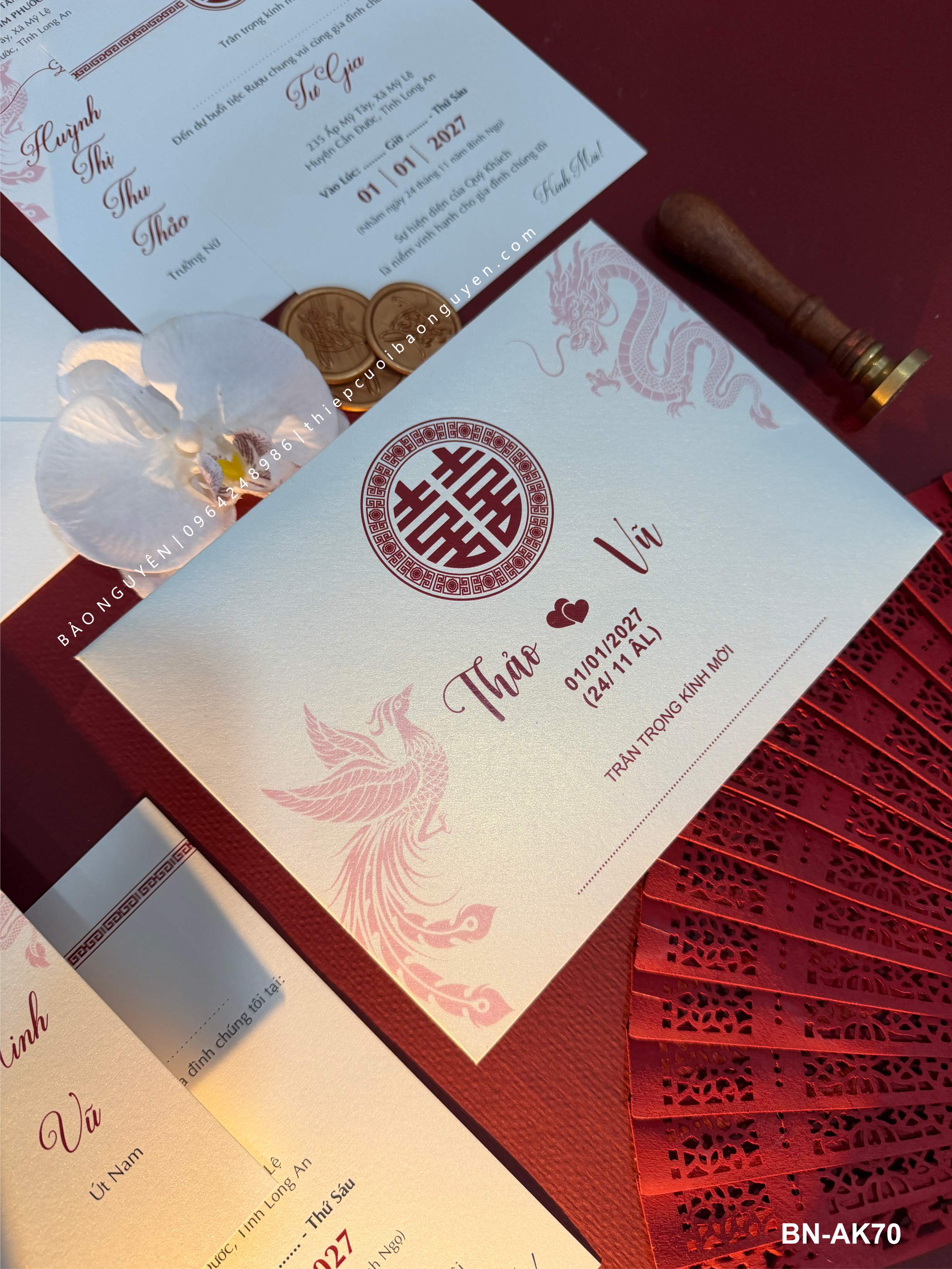 (BN-AK070) Thiệp Cưới Ánh Kim BN