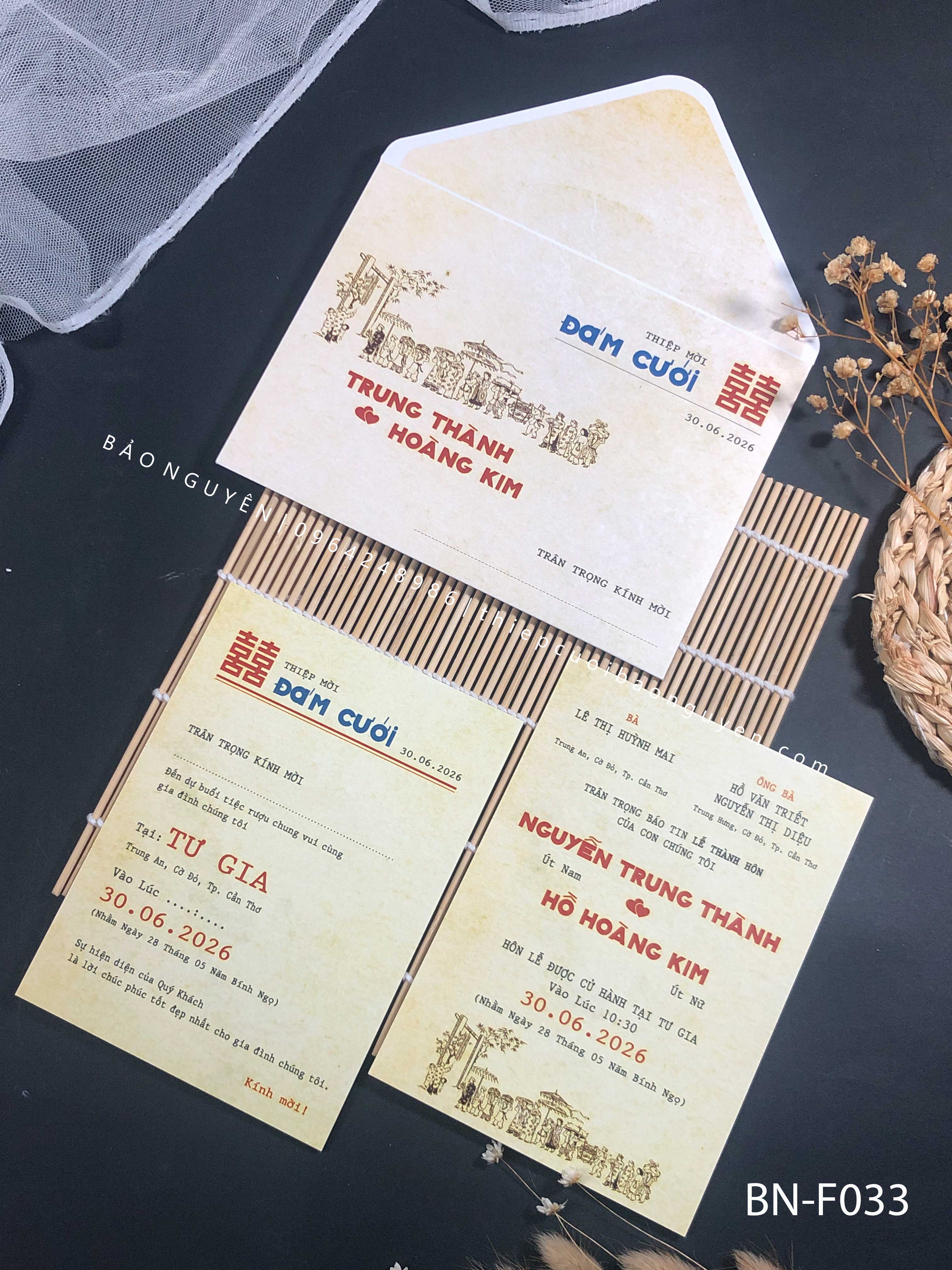 (BN-F033) Thiệp Cưới KTS Giấy Ford