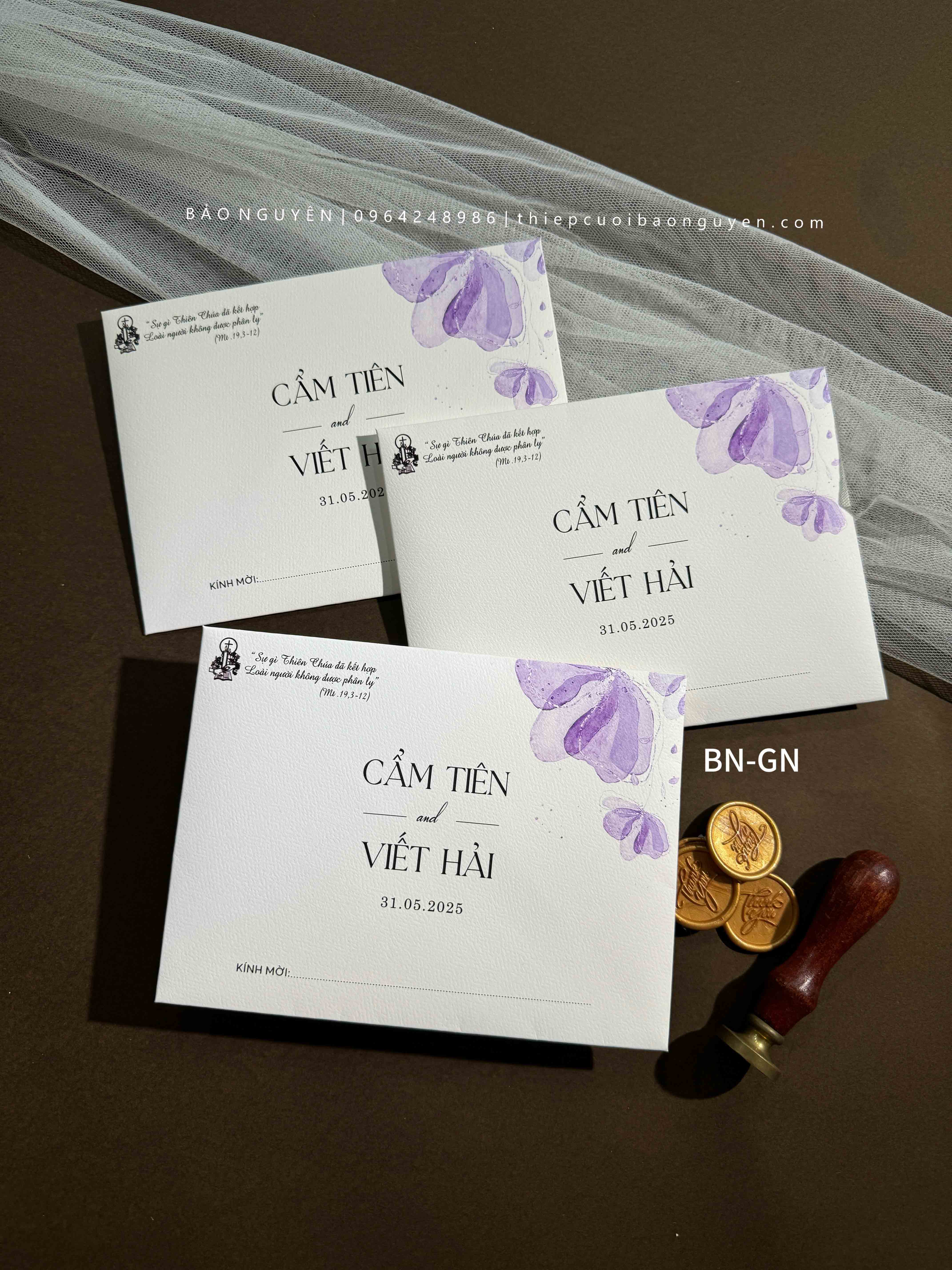 ( BN-GN41 ) Thiệp Cưới Giấy Gân Nhật Đơn Giản