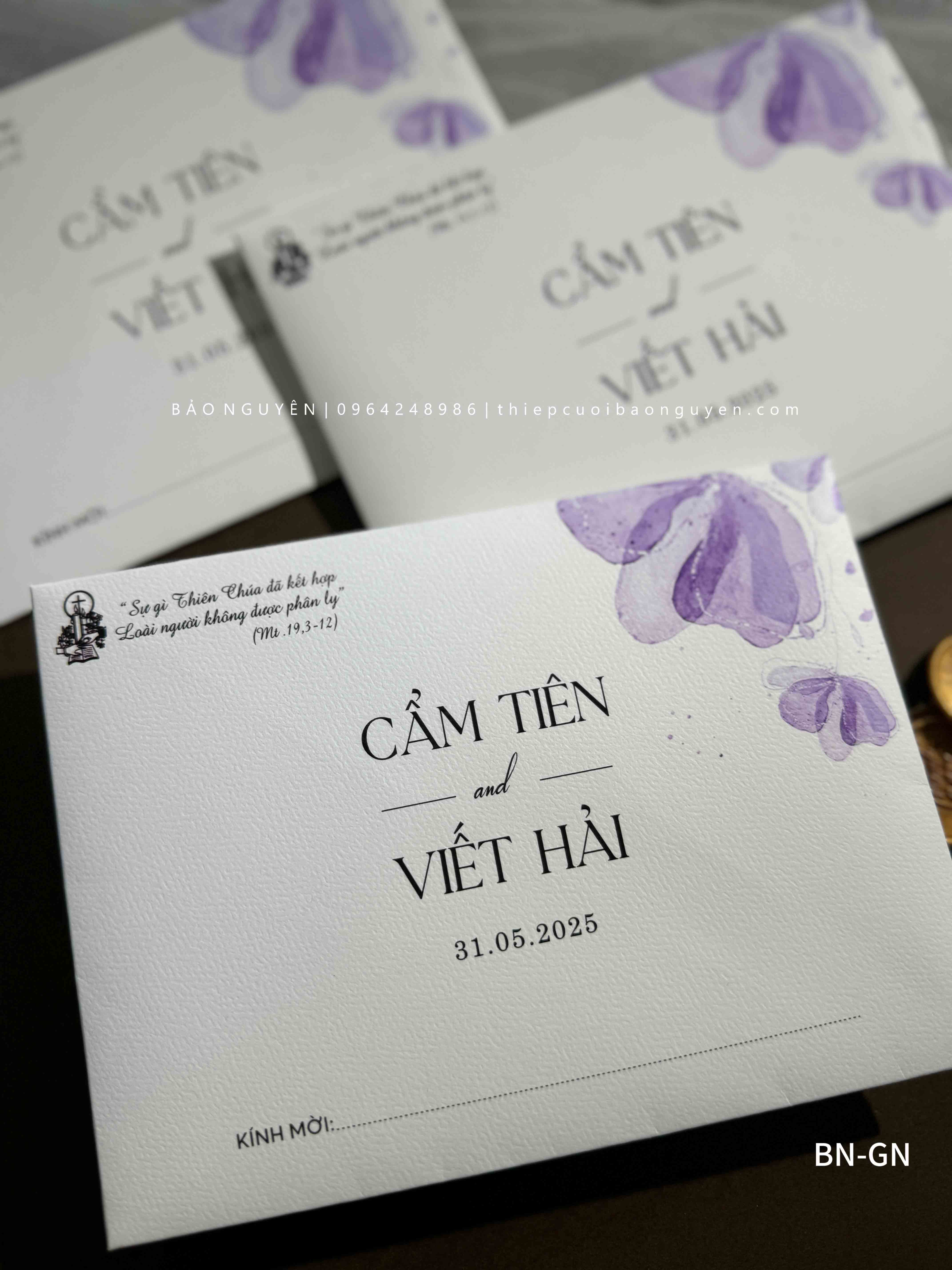 ( BN-GN41 ) Thiệp Cưới Giấy Gân Nhật Đơn Giản