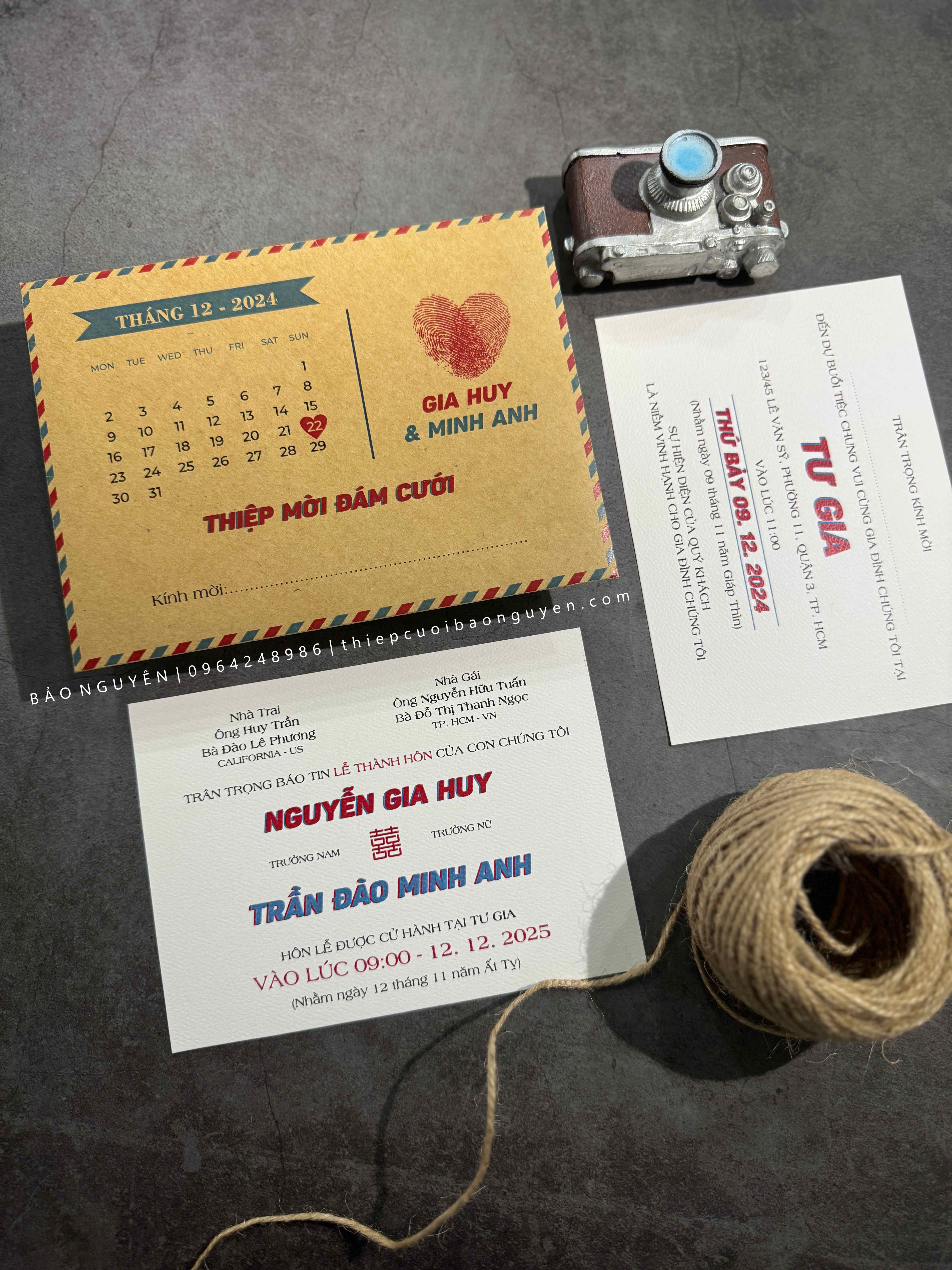 (BN-K053) Thiệp Cưới giấy Kraft cổ điển