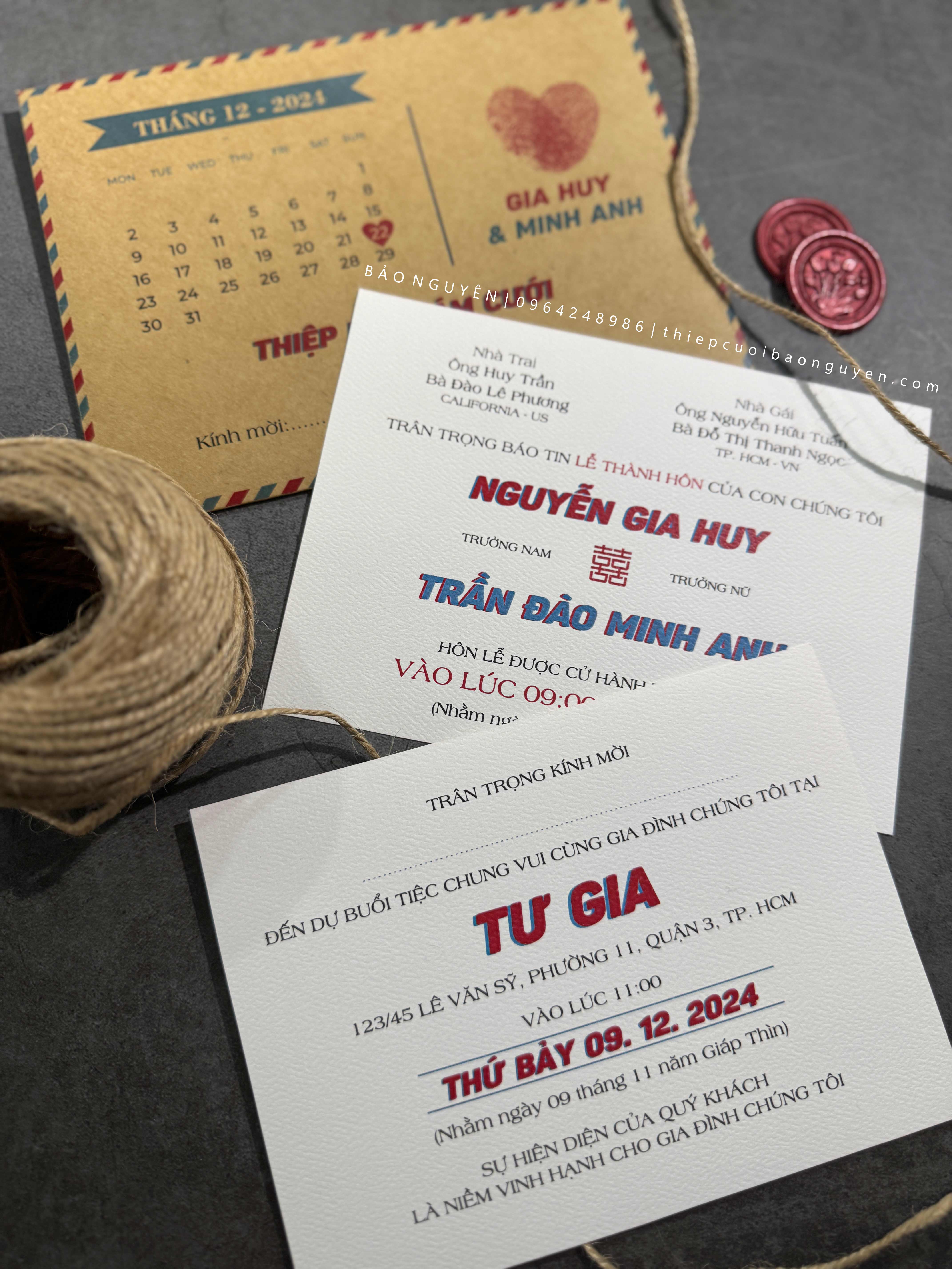 (BN-K053) Thiệp Cưới giấy Kraft cổ điển