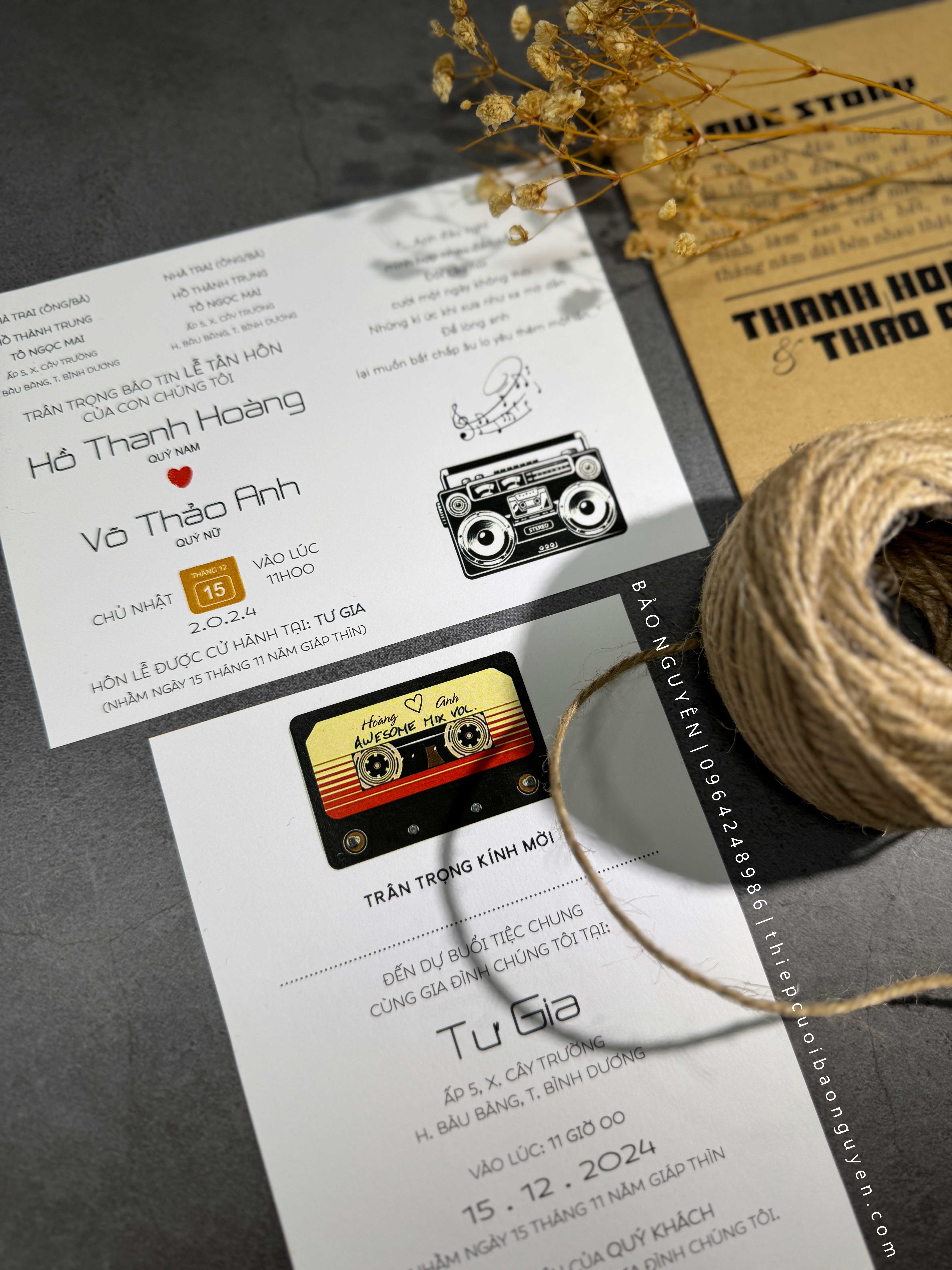 (BN-K054) Thiệp Cưới giấy Kraft cổ điển