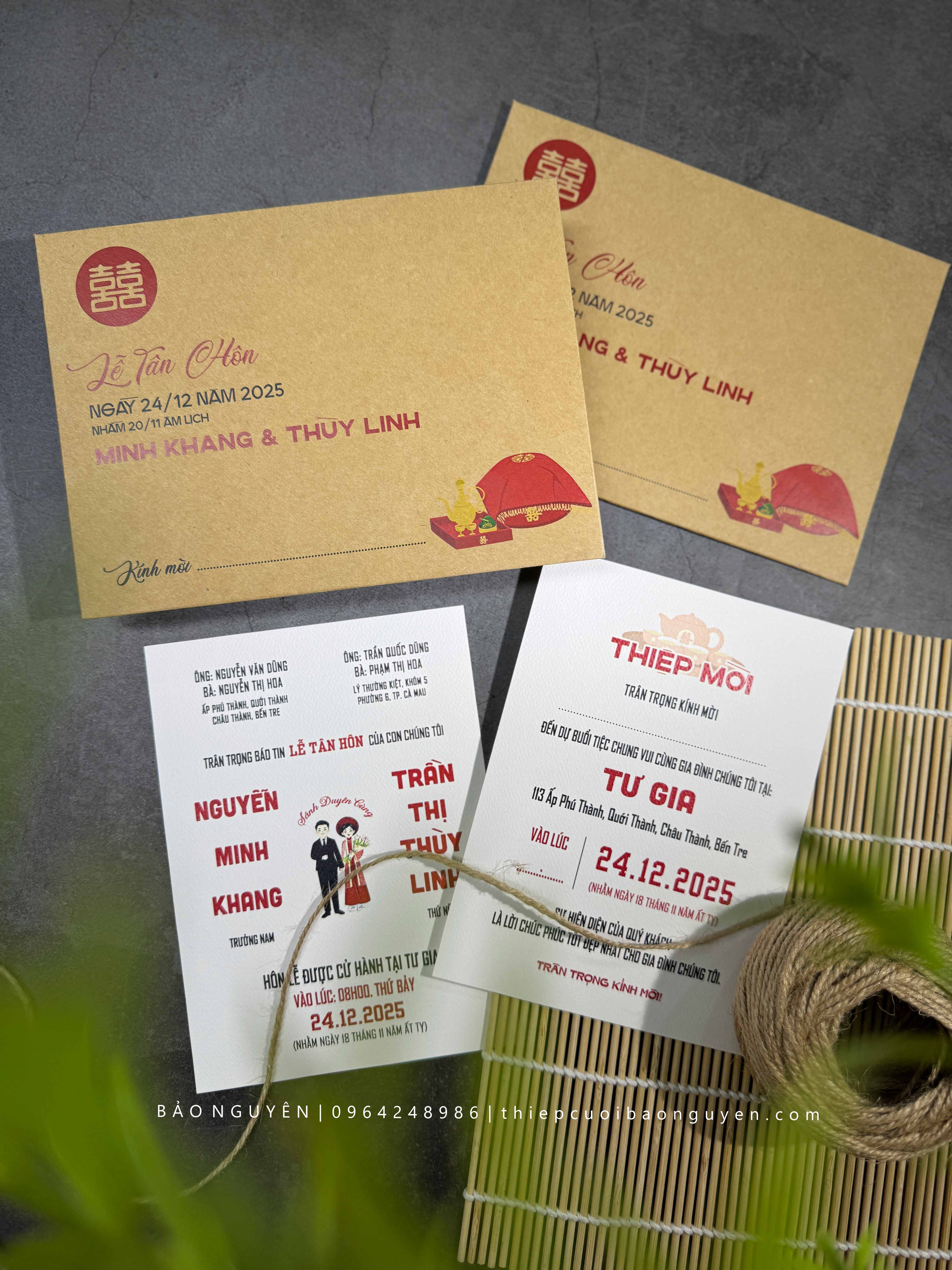 (BN-K055) Thiệp Cưới giấy Kraft cổ điển