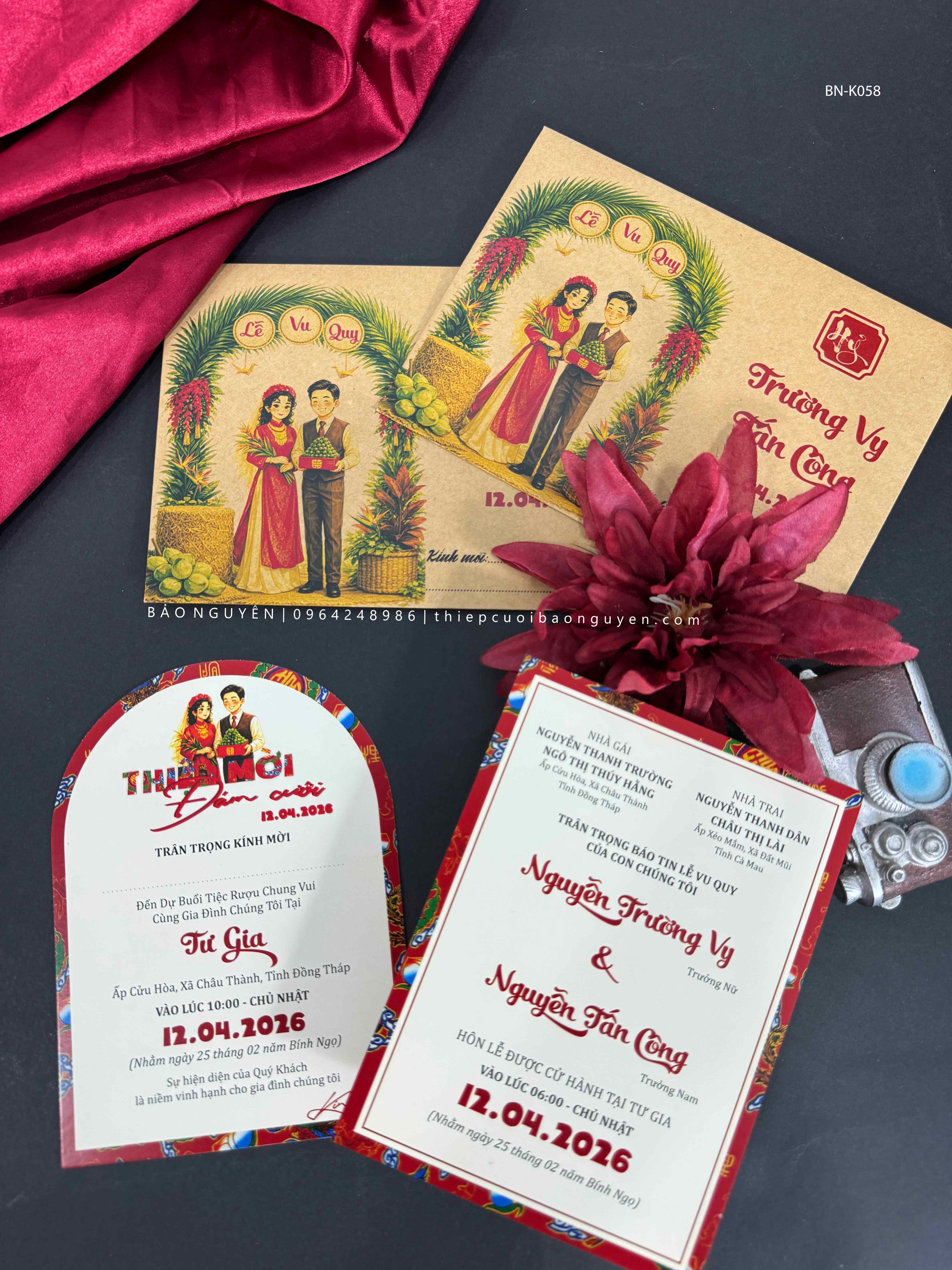 (BN-K058) Thiệp Cưới giấy Kraft cổ điển_retro