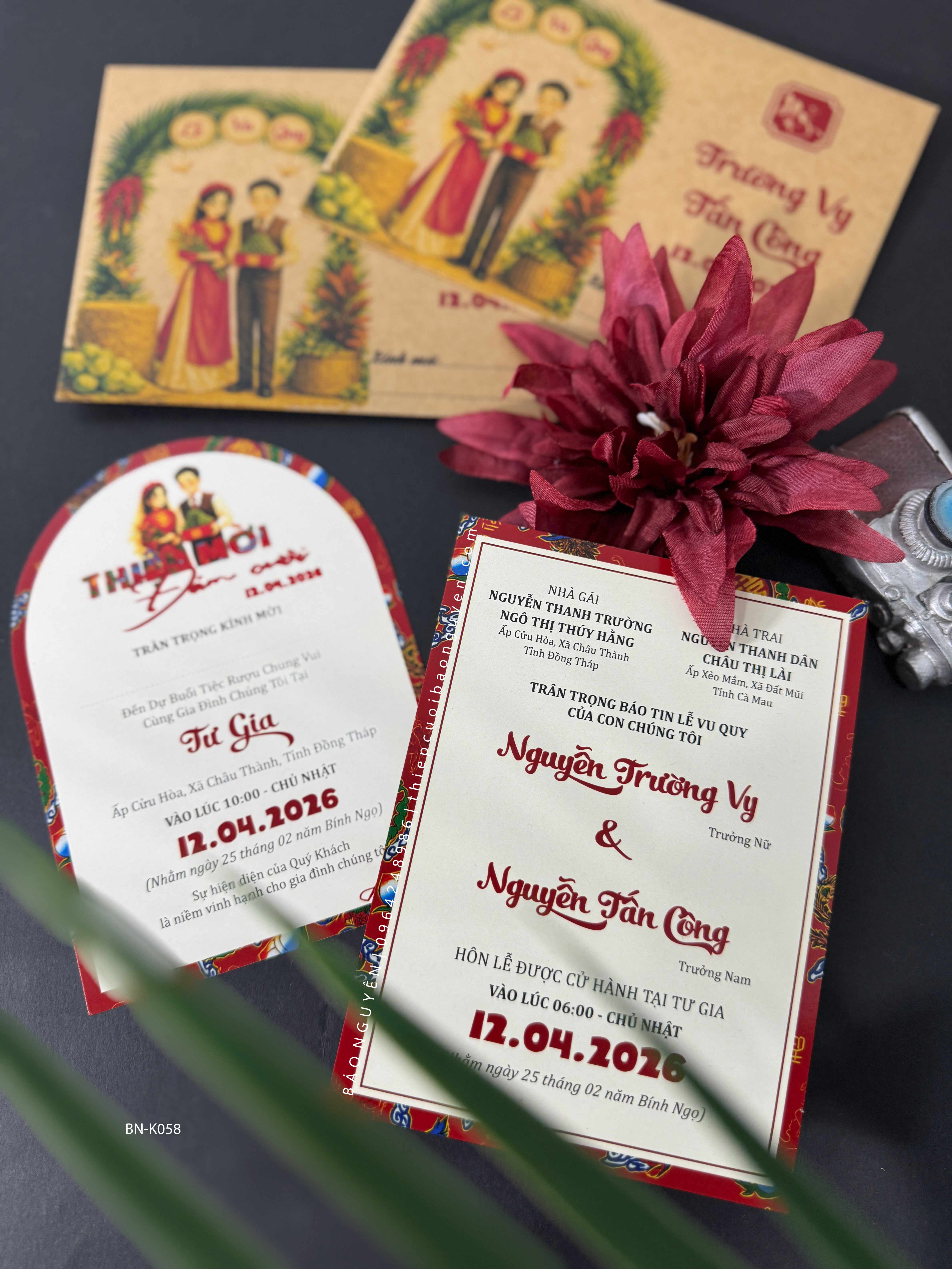 (BN-K058) Thiệp Cưới giấy Kraft cổ điển_retro