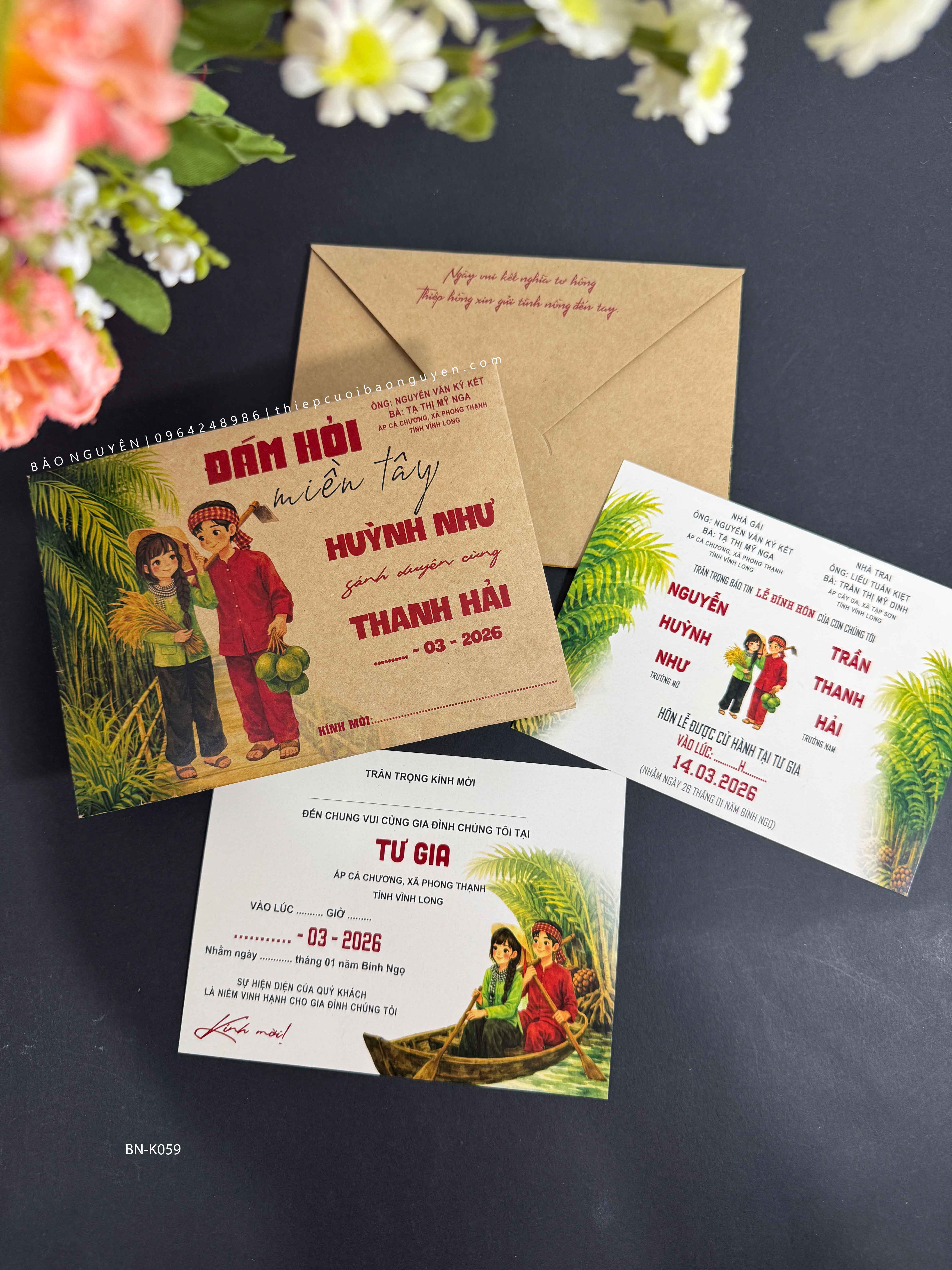 (BN-K059) Thiệp Cưới giấy Kraft cổ điển_retro