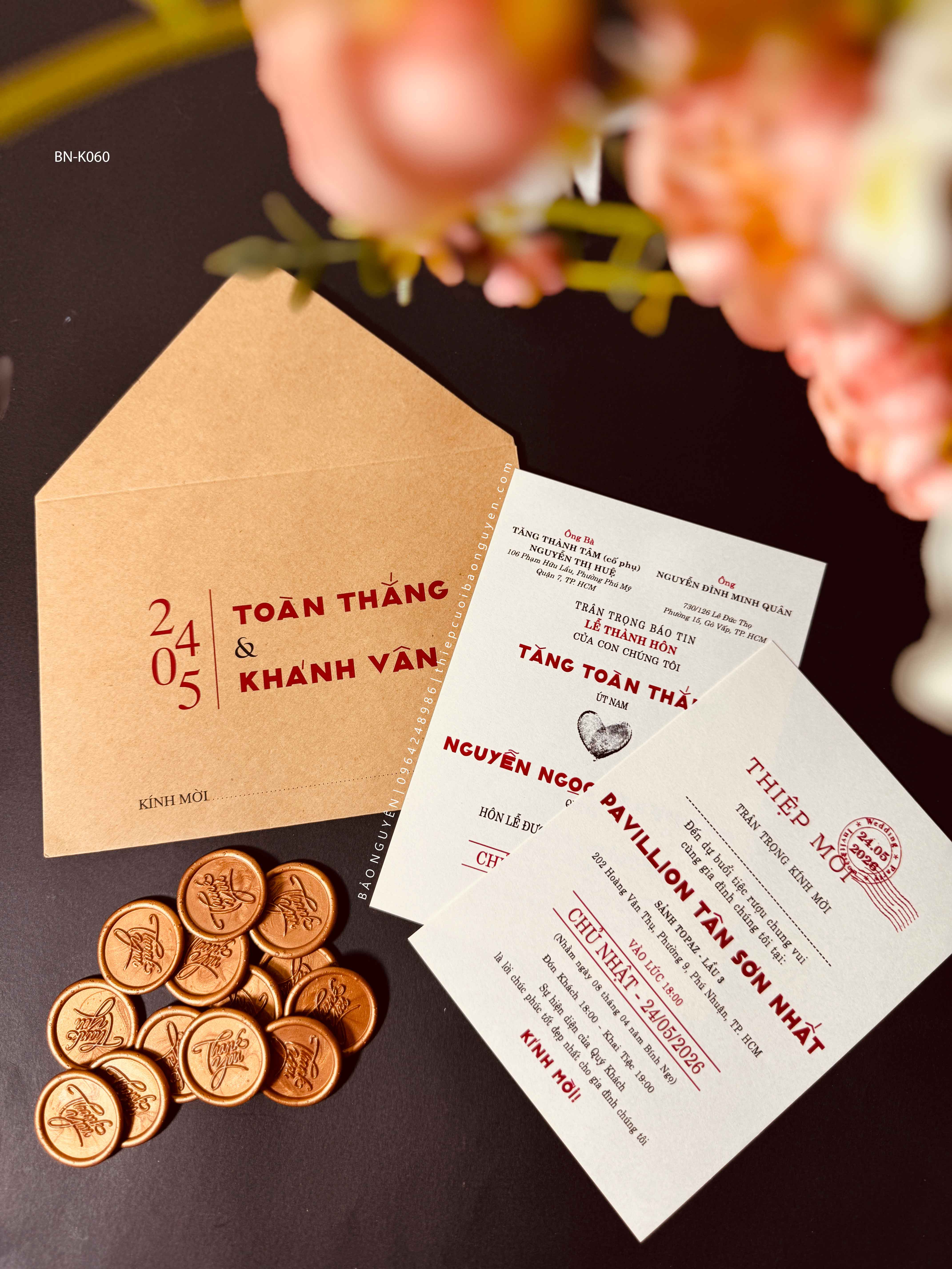(BN-K060) Thiệp Cưới giấy Kraft cổ điển_retro