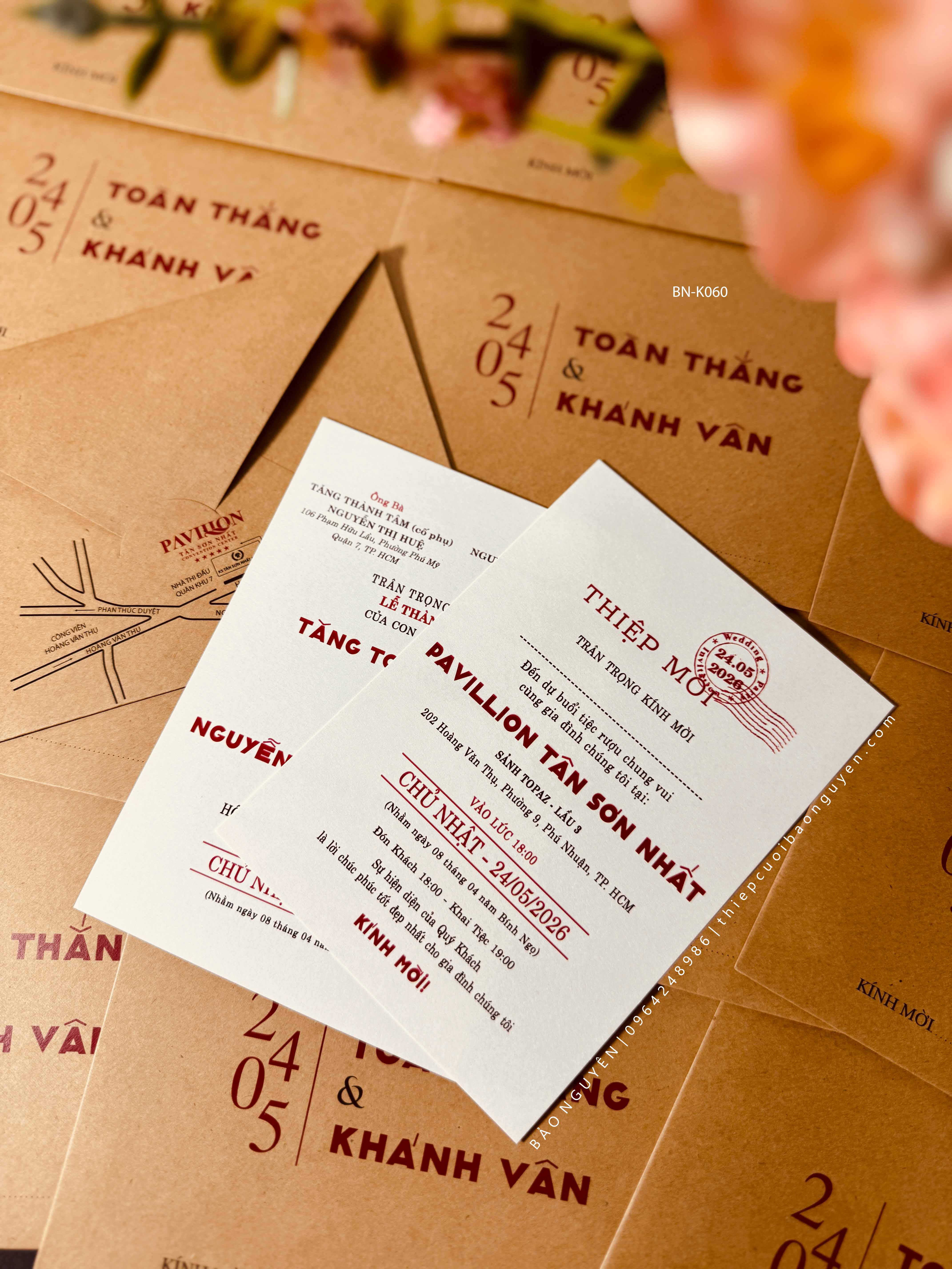 (BN-K060) Thiệp Cưới giấy Kraft cổ điển_retro