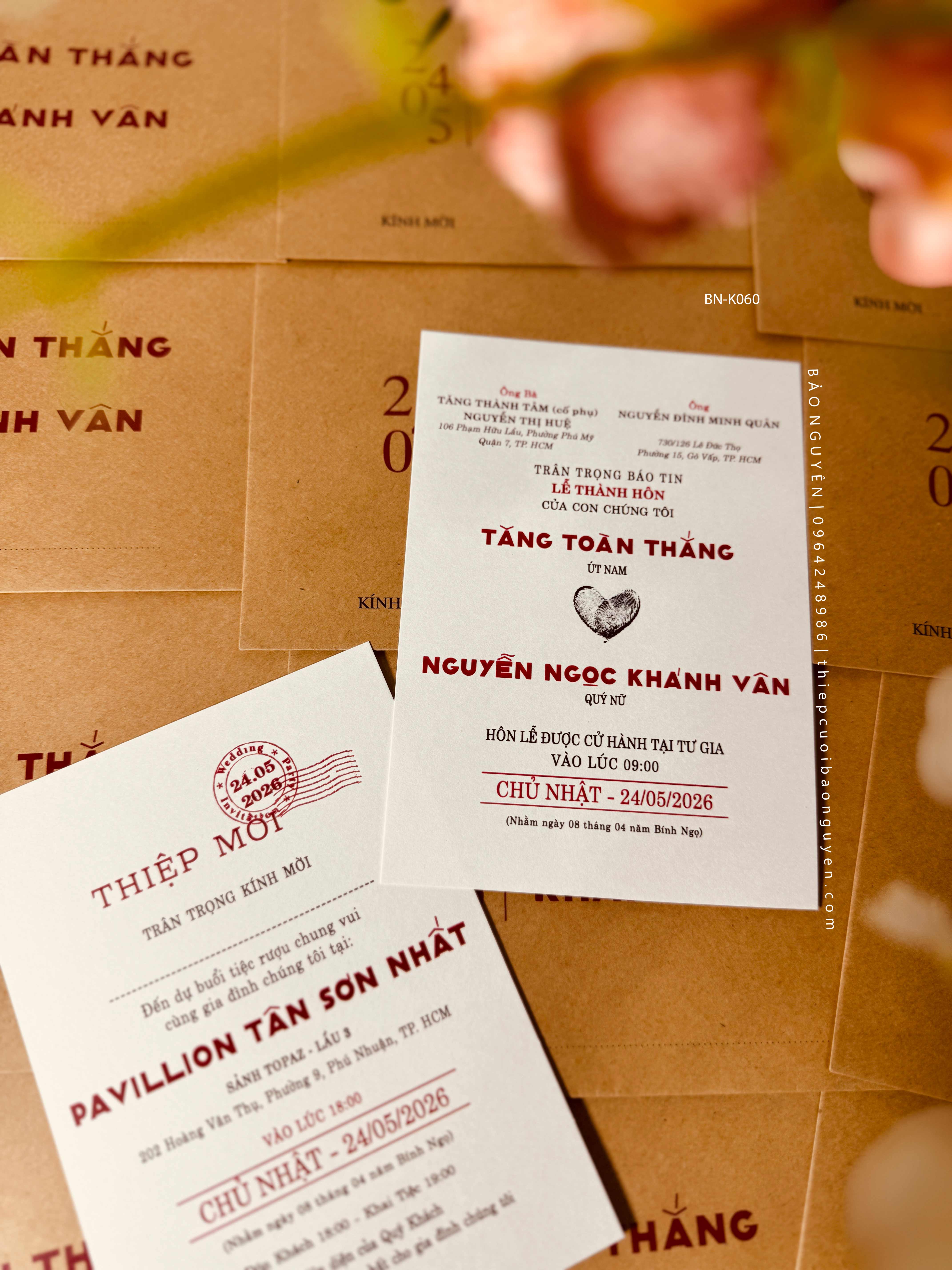 (BN-K060) Thiệp Cưới giấy Kraft cổ điển_retro