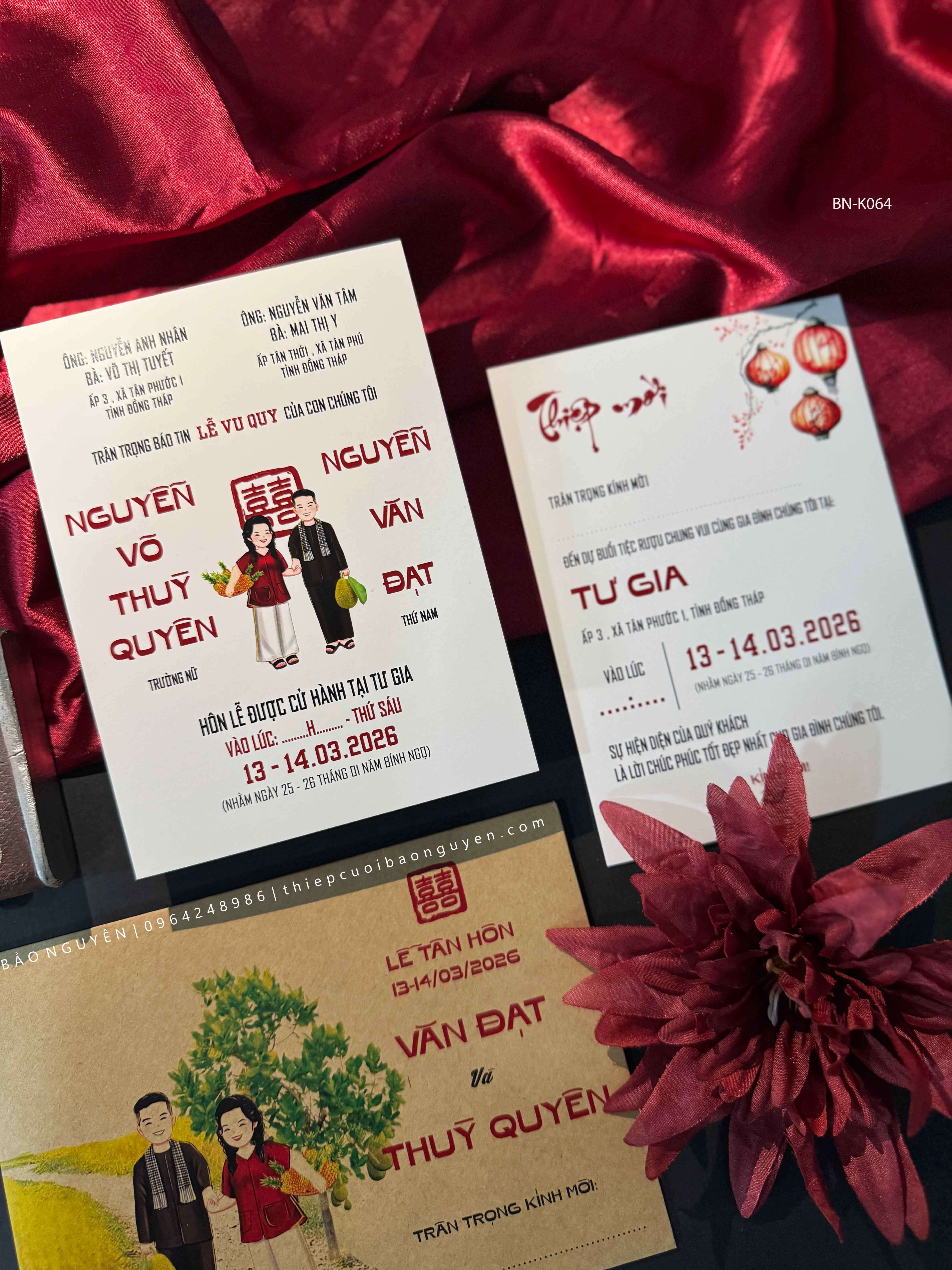 (BN-K064) Thiệp Cưới giấy Kraft hình chibi