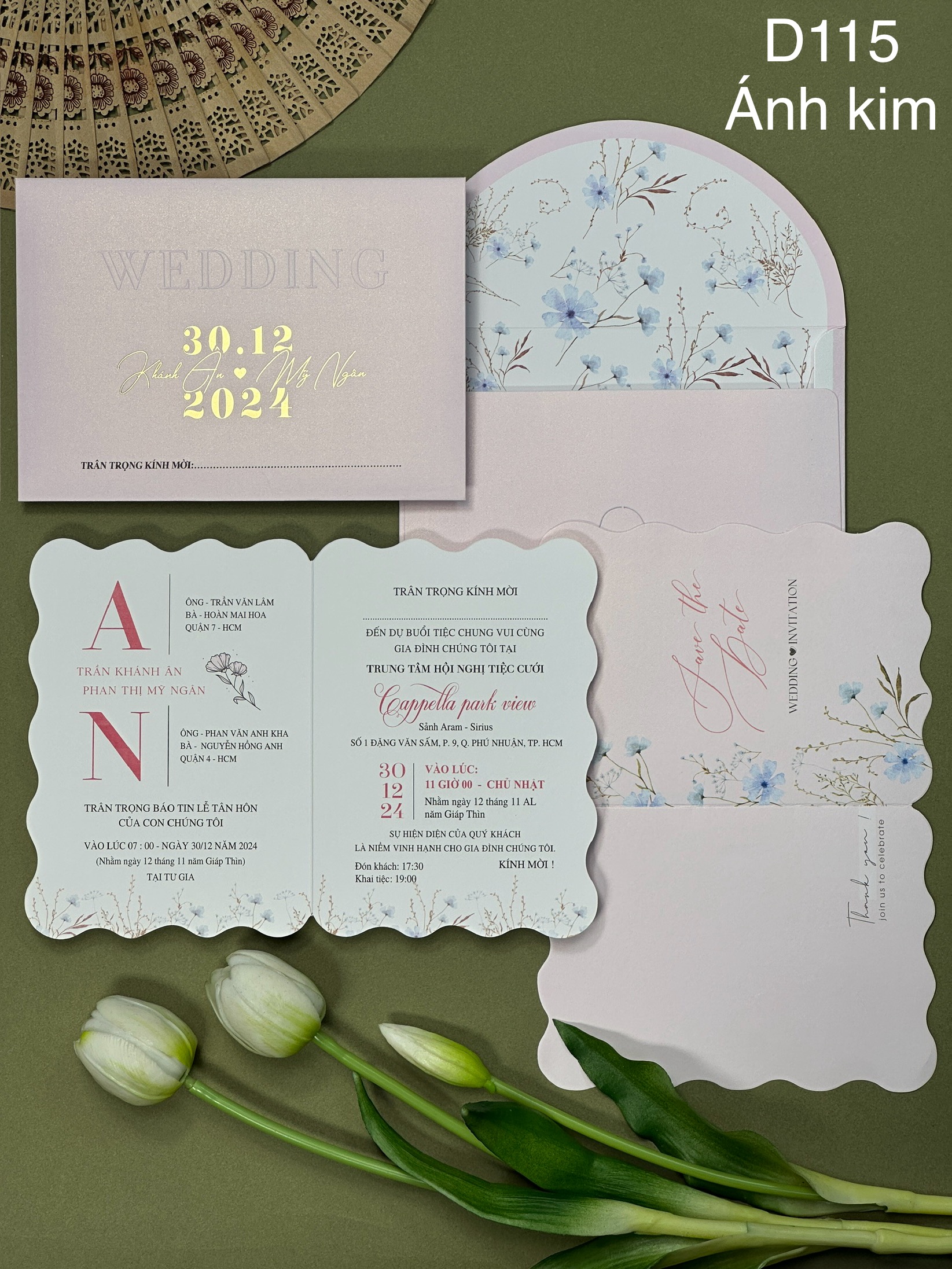 (D115) Thiệp Cưới Ép Kim Cao Cấp