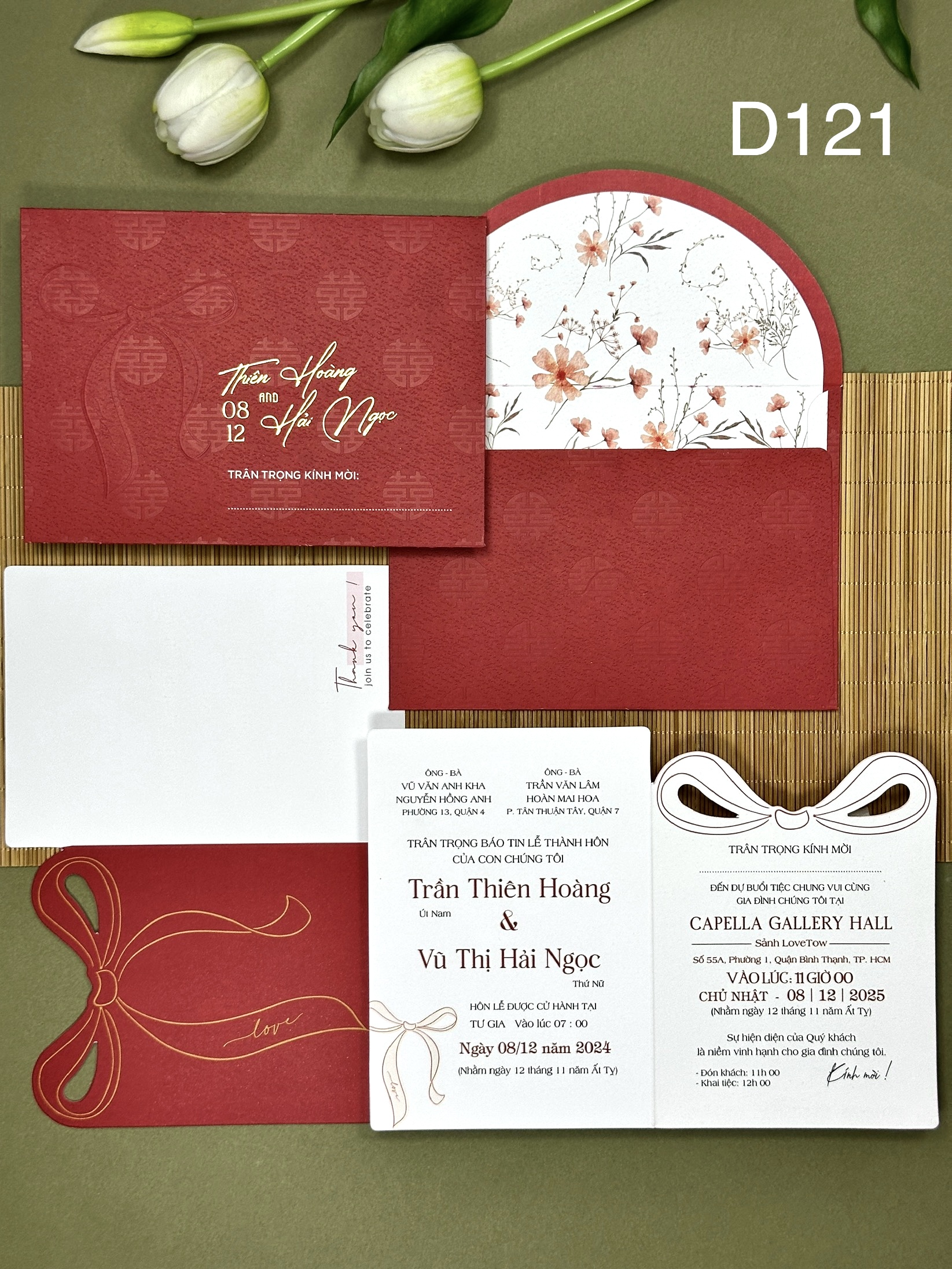 (D121) Thiệp Cưới Ép Kim Cao Cấp