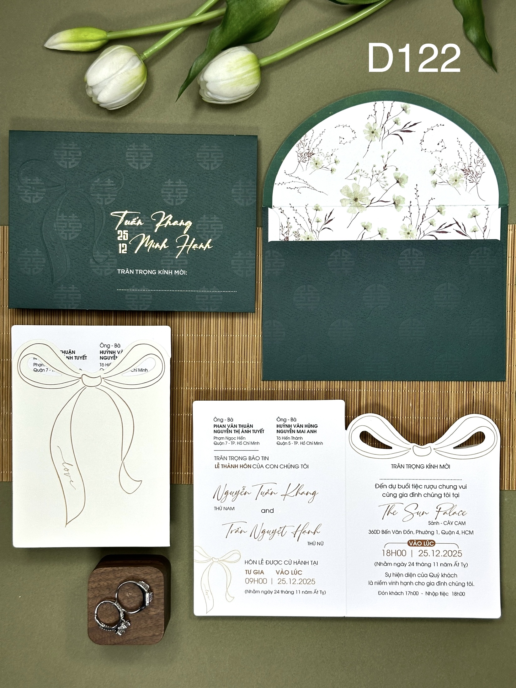 (D122) Thiệp Cưới Ép Kim Cao Cấp